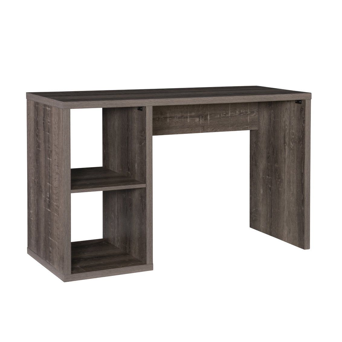 Transitional Gray Wooden Desk with Dual Storage Cubbies