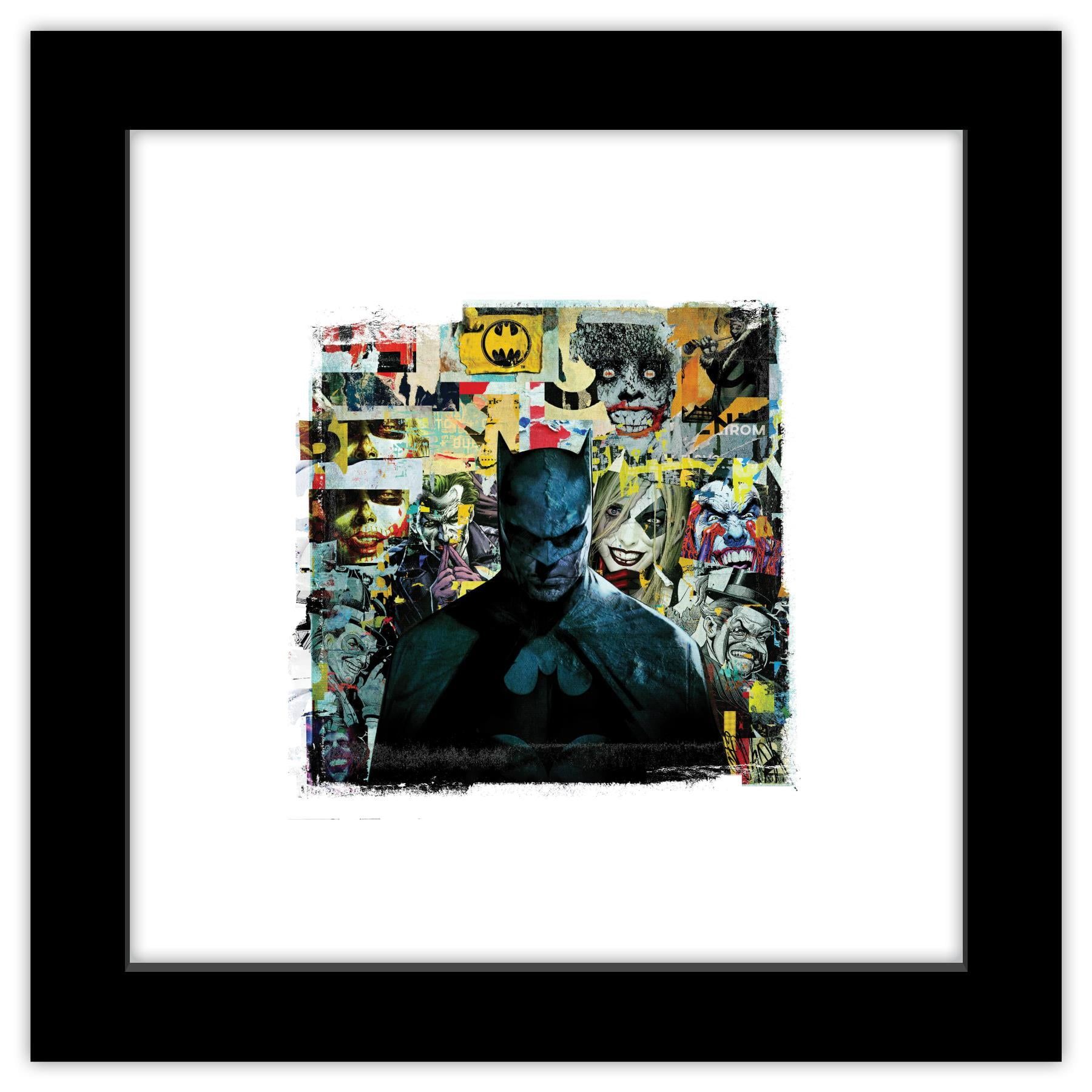 DC Comics Gotham Crime Collage Black Framed Poster, 12" x 12"