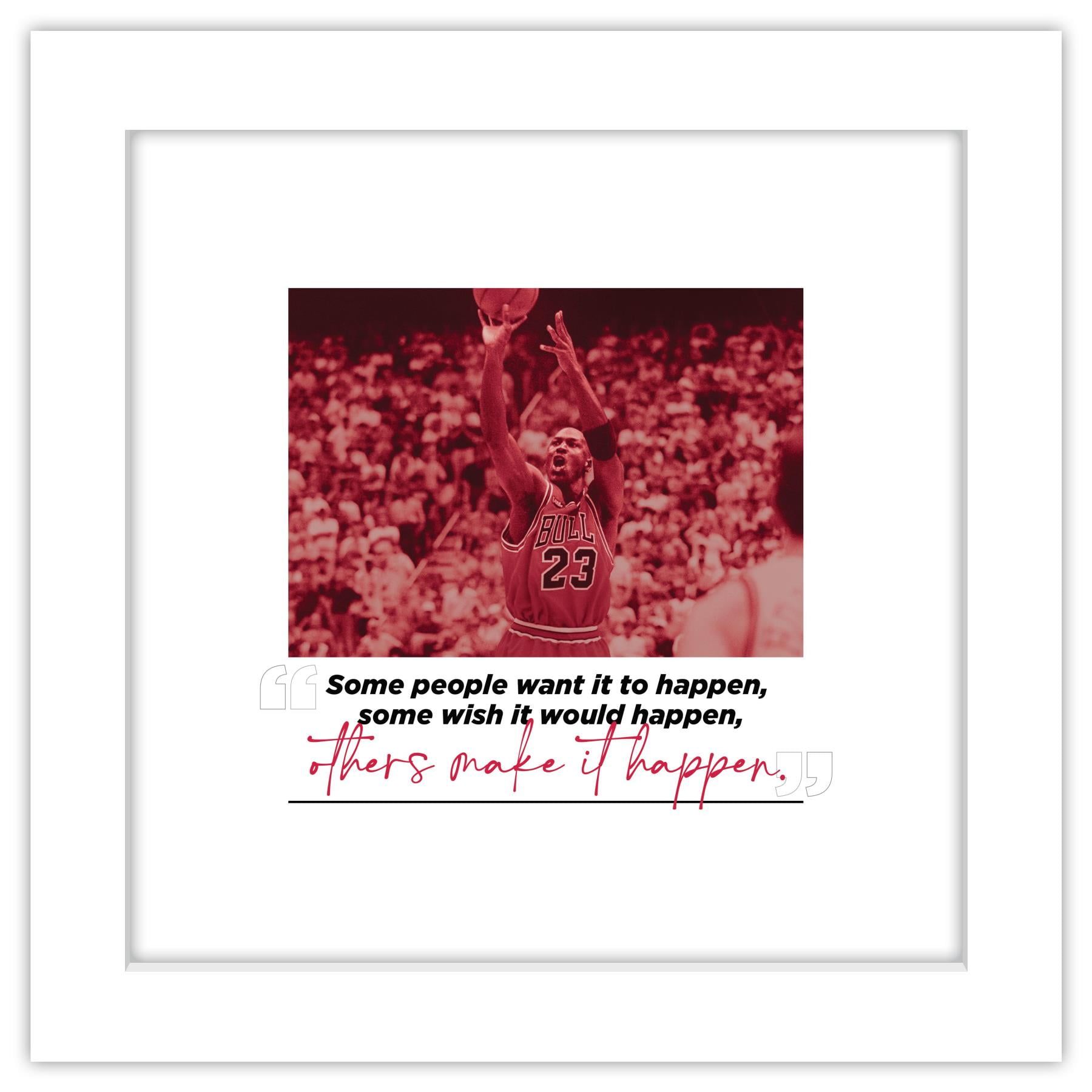 White Framed Michael Jordan Motivational Quote Sports Print, 12" x 12"