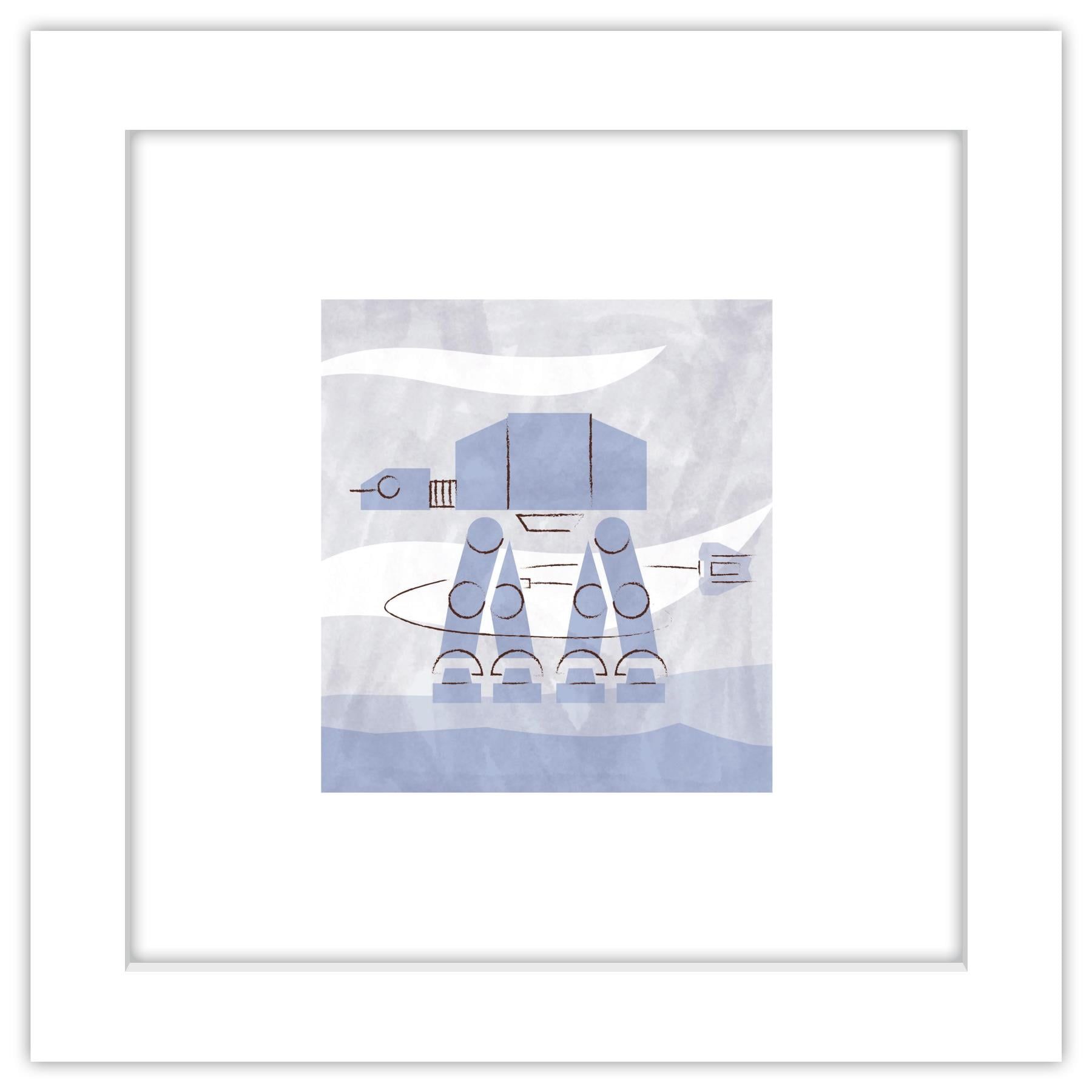 White Framed Star Wars Abstract AT-AT Wall Art, 12" x 12"