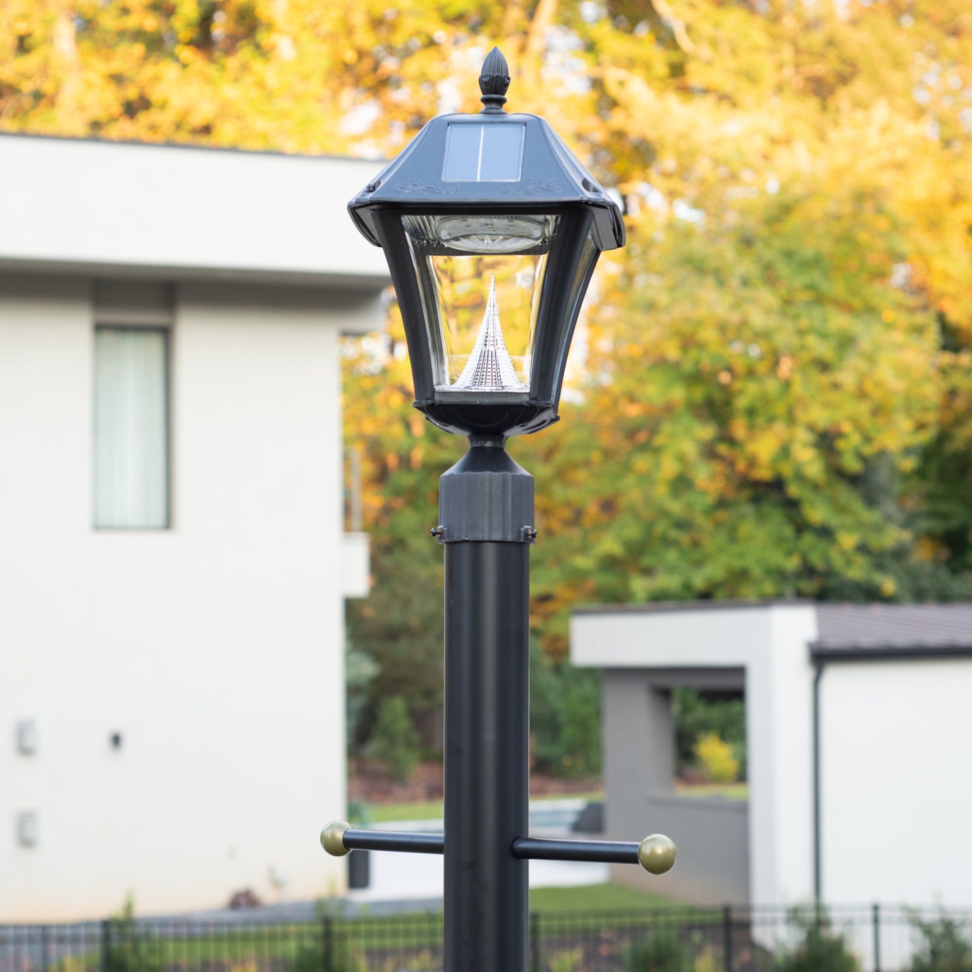 Black Solar Powered LED Dusk to Dawn Lantern Post