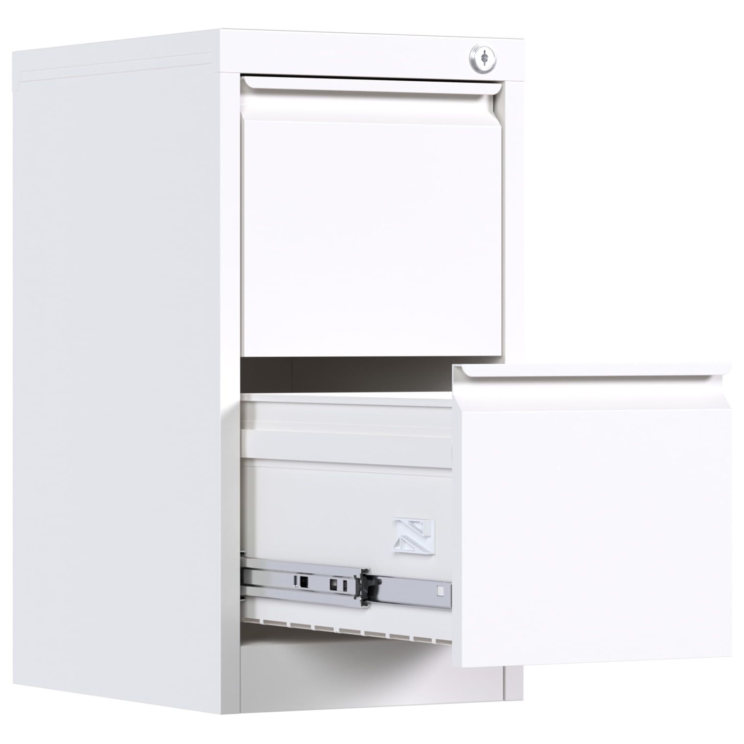 White Steel 2-Drawer Lockable Vertical File Cabinet