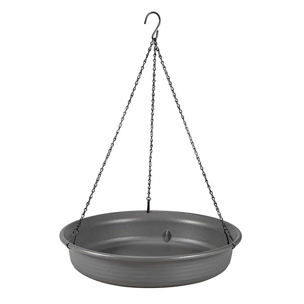 Gray Steel Hanging Bird Bath and Feeder Tray