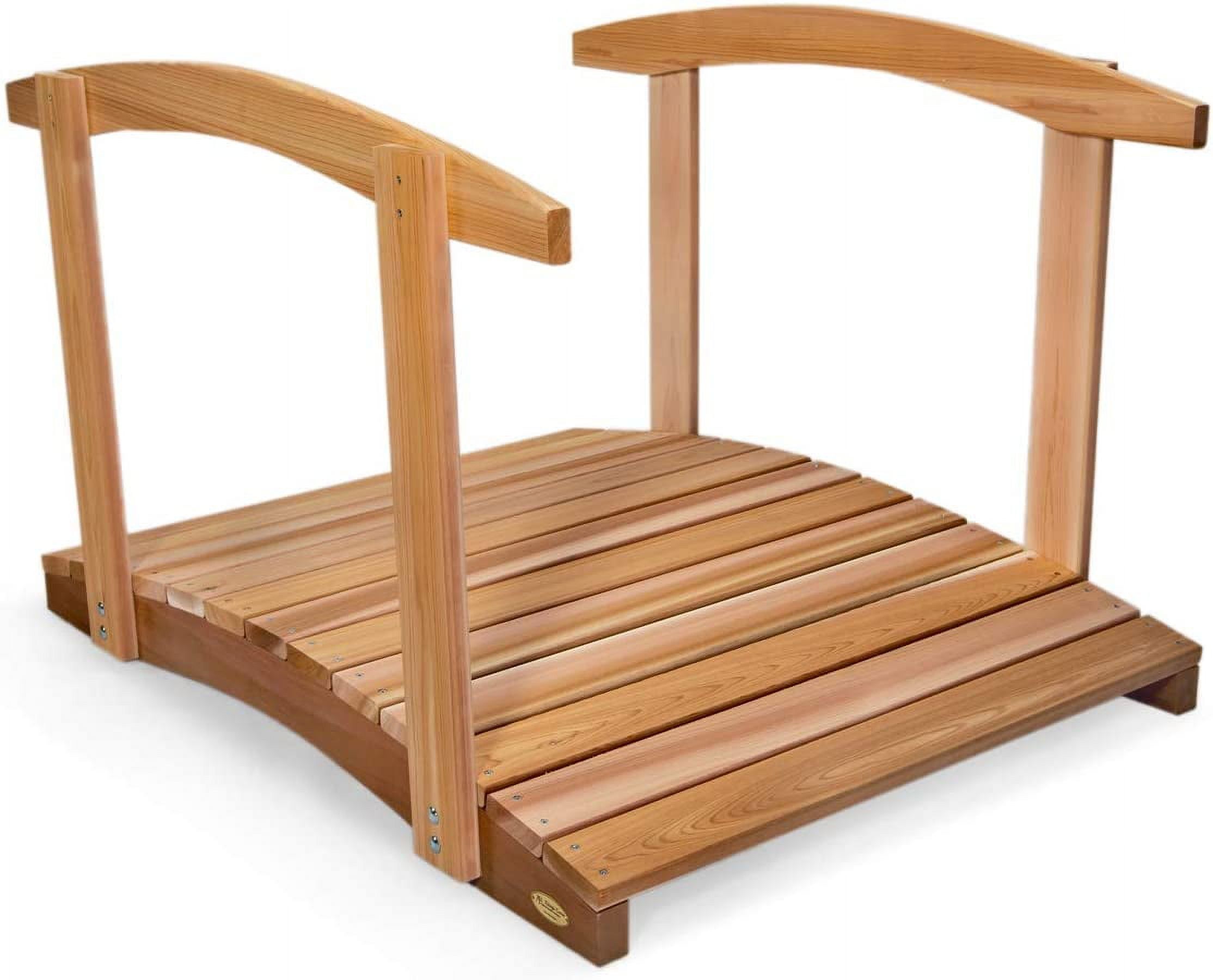 Natural Western Red Cedar 4-Ft Garden Bridge with Side Rails