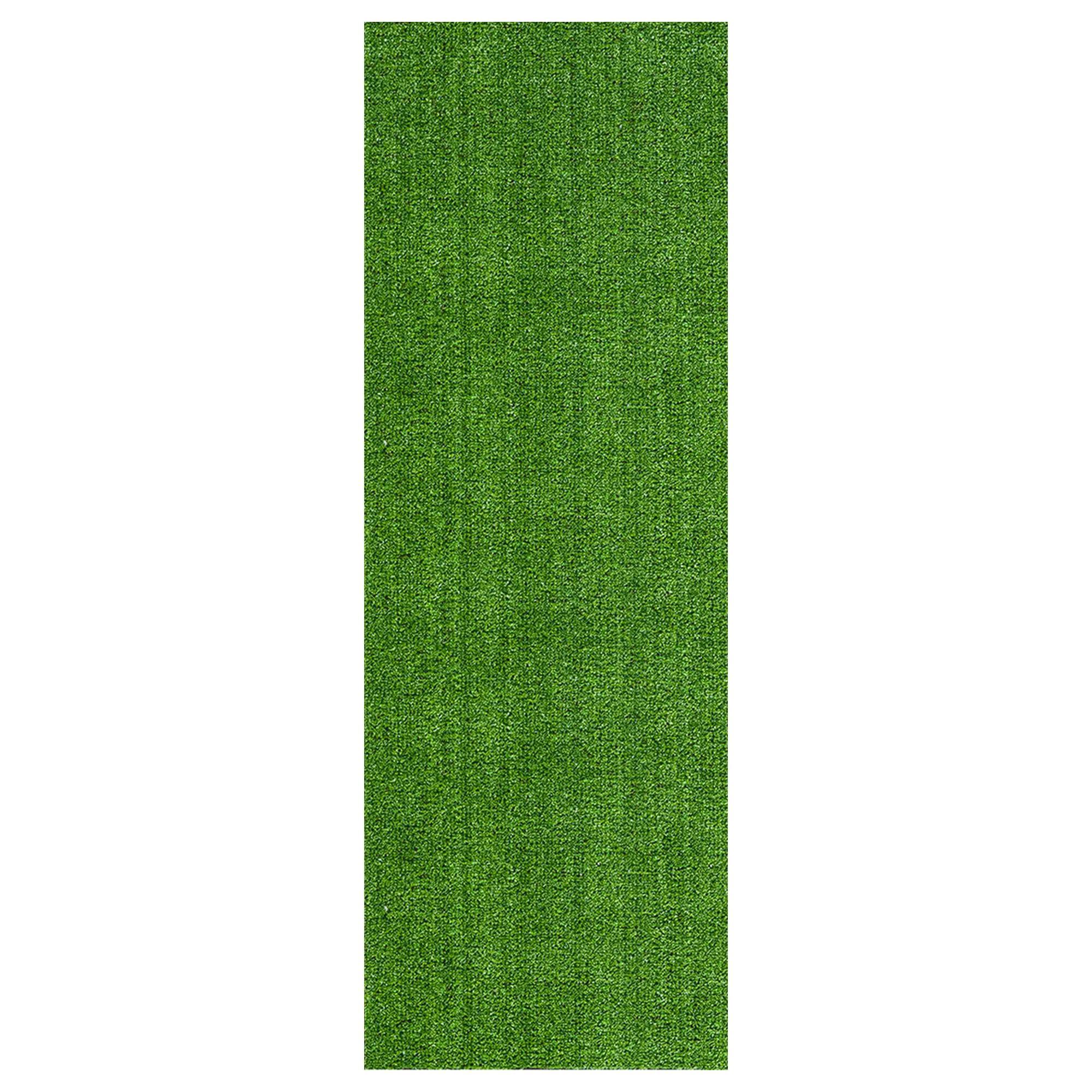 Green Polypropylene Indoor/Outdoor Artificial Grass Rug with Rubber Backing