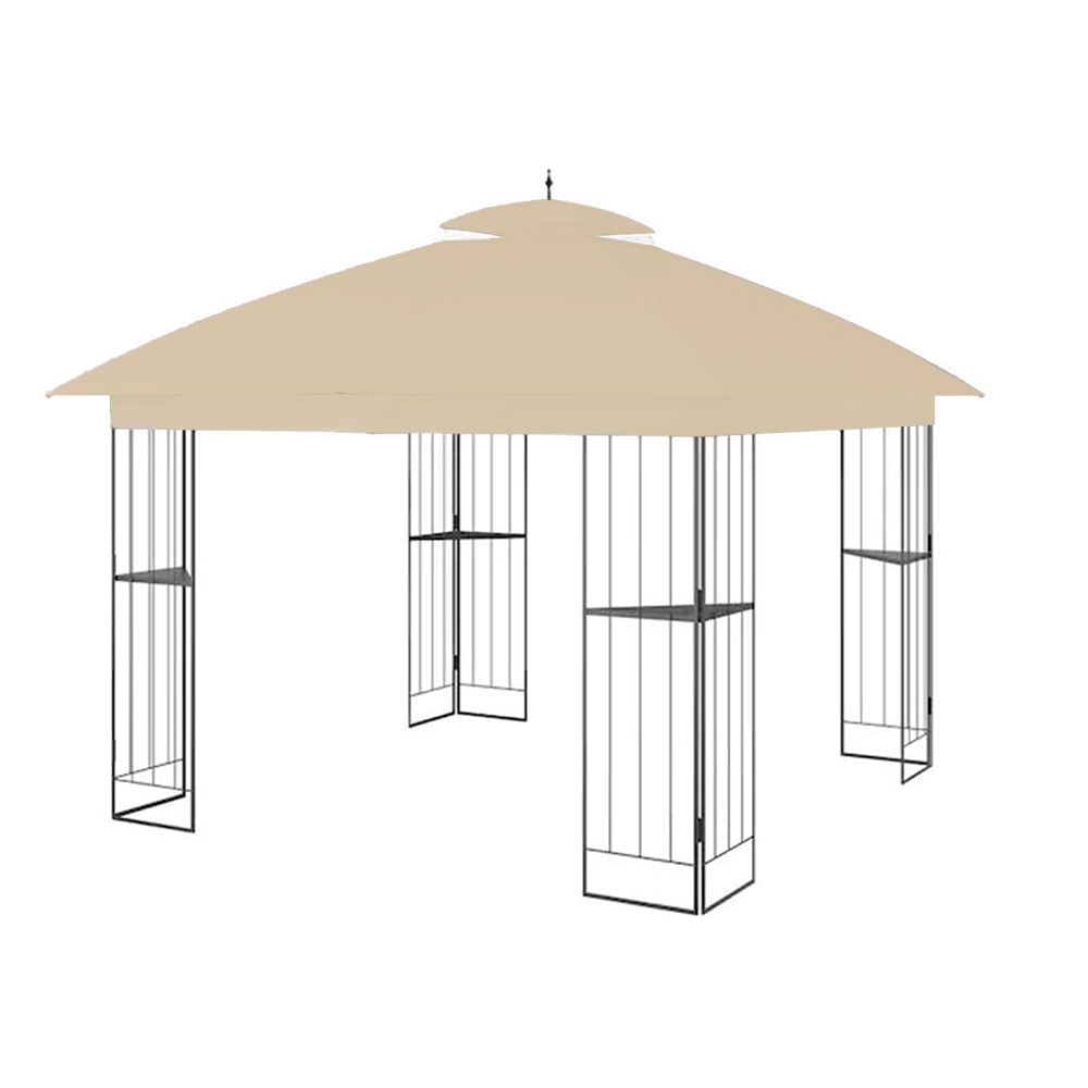 Beige Two-Tiered Replacement Canopy for 10 ft Gazebo