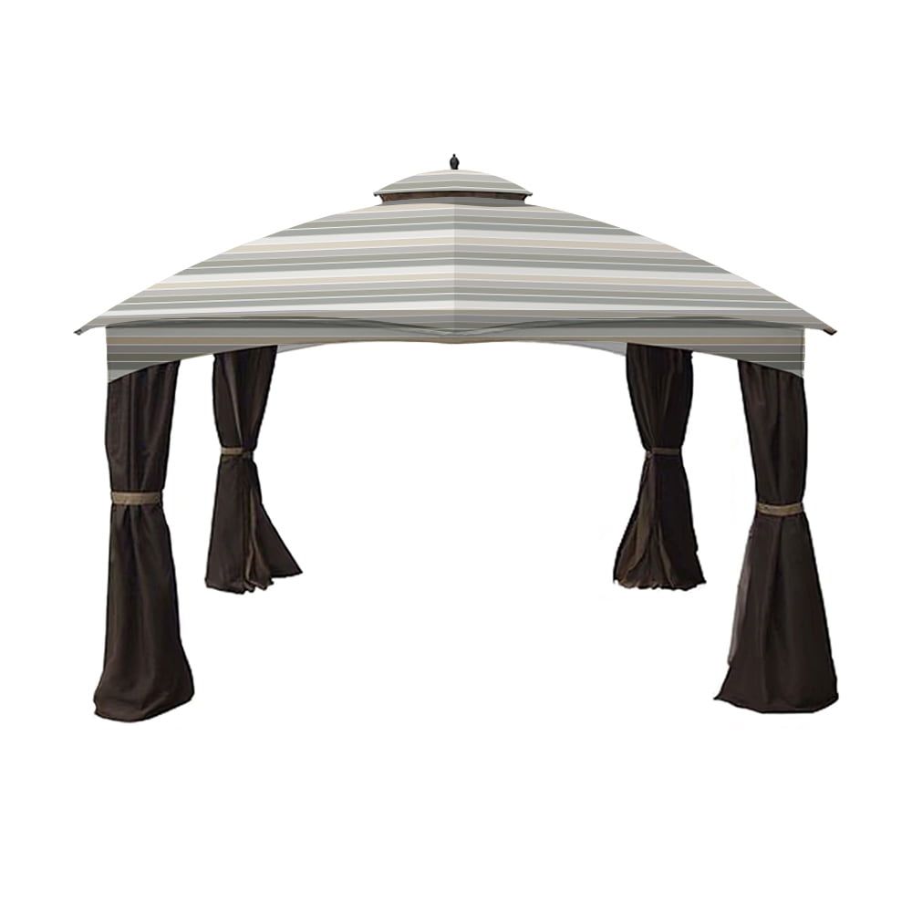 Stripe Stone Two-Tiered 10' x 12' Gazebo Canopy