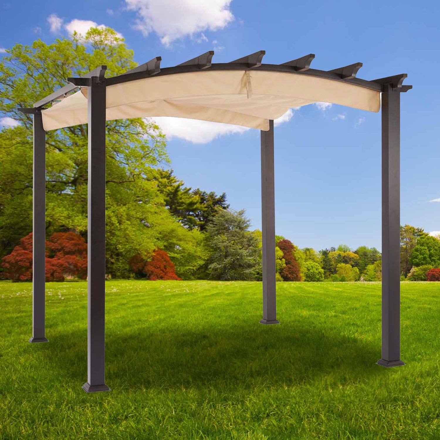 Beige Water-Resistant Replacement Canopy for Arched Pergola