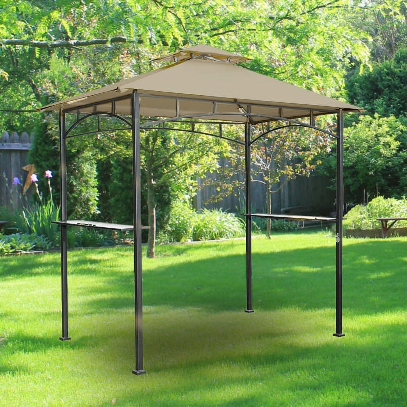 Beige Whisper Two-Tiered LED Lighted Gazebo Canopy