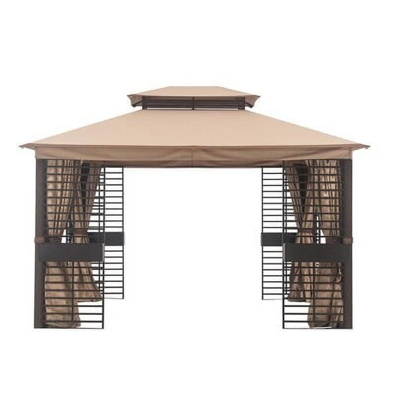 Beige Whisper 10' x 12' Two-Tiered Gazebo with Planter Boxes