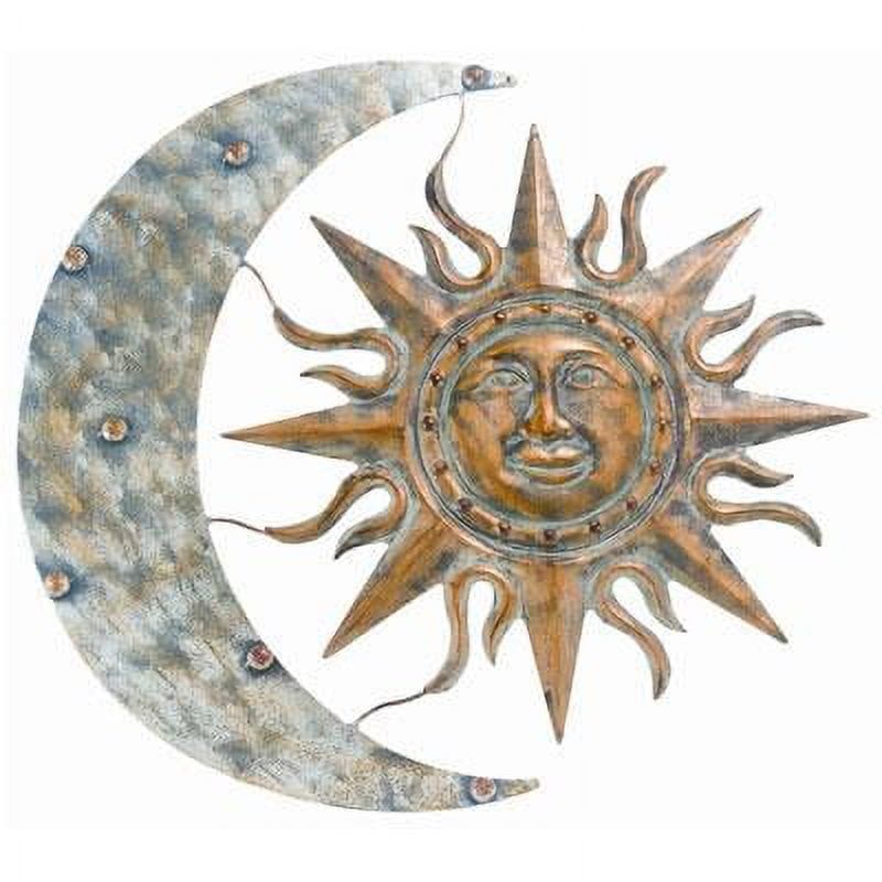 Aztec Gold and Silver Sun and Moon Steel Wall Art