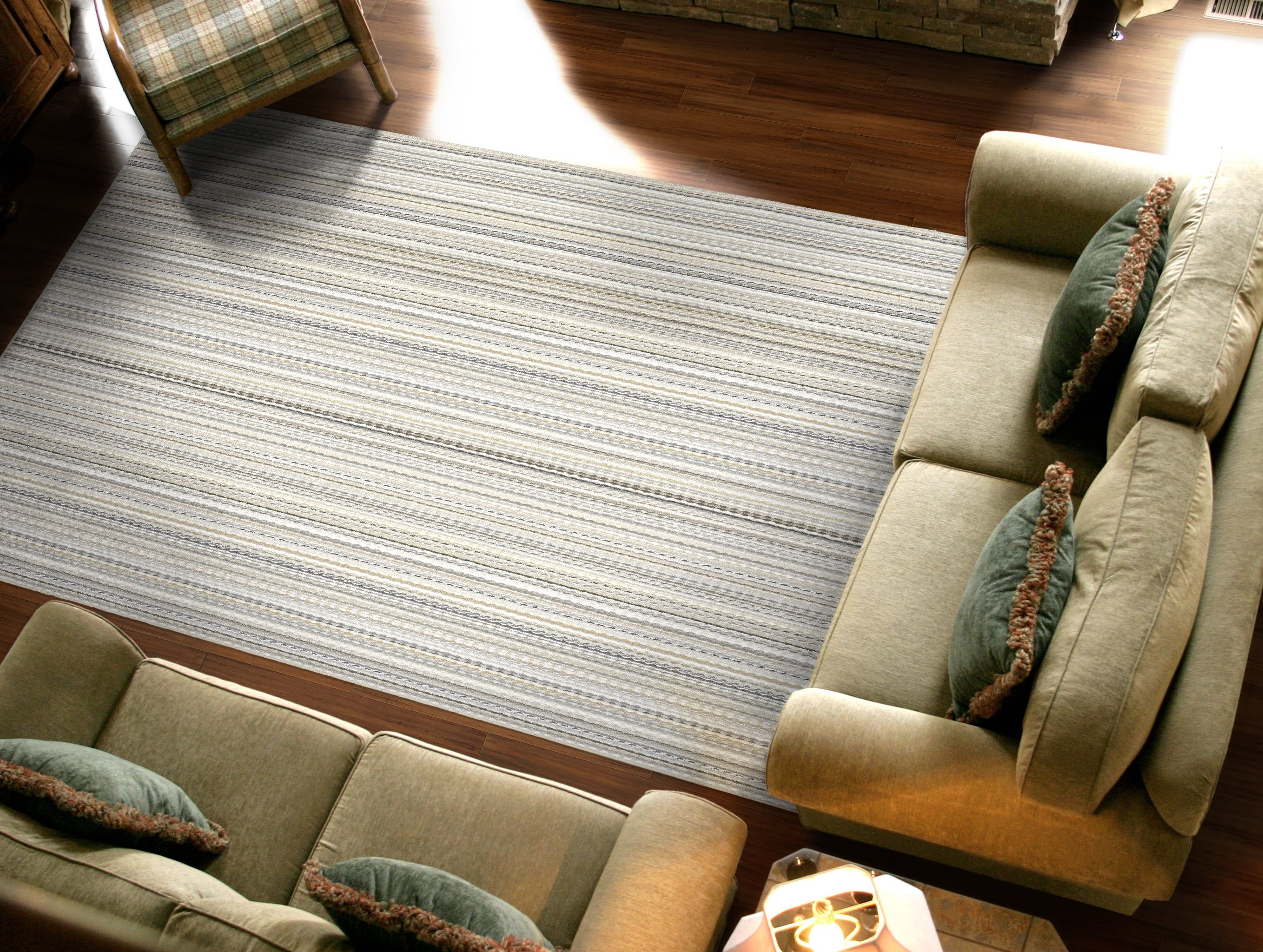 Carnival Stripe 12' x 15' Brown Synthetic Area Rug