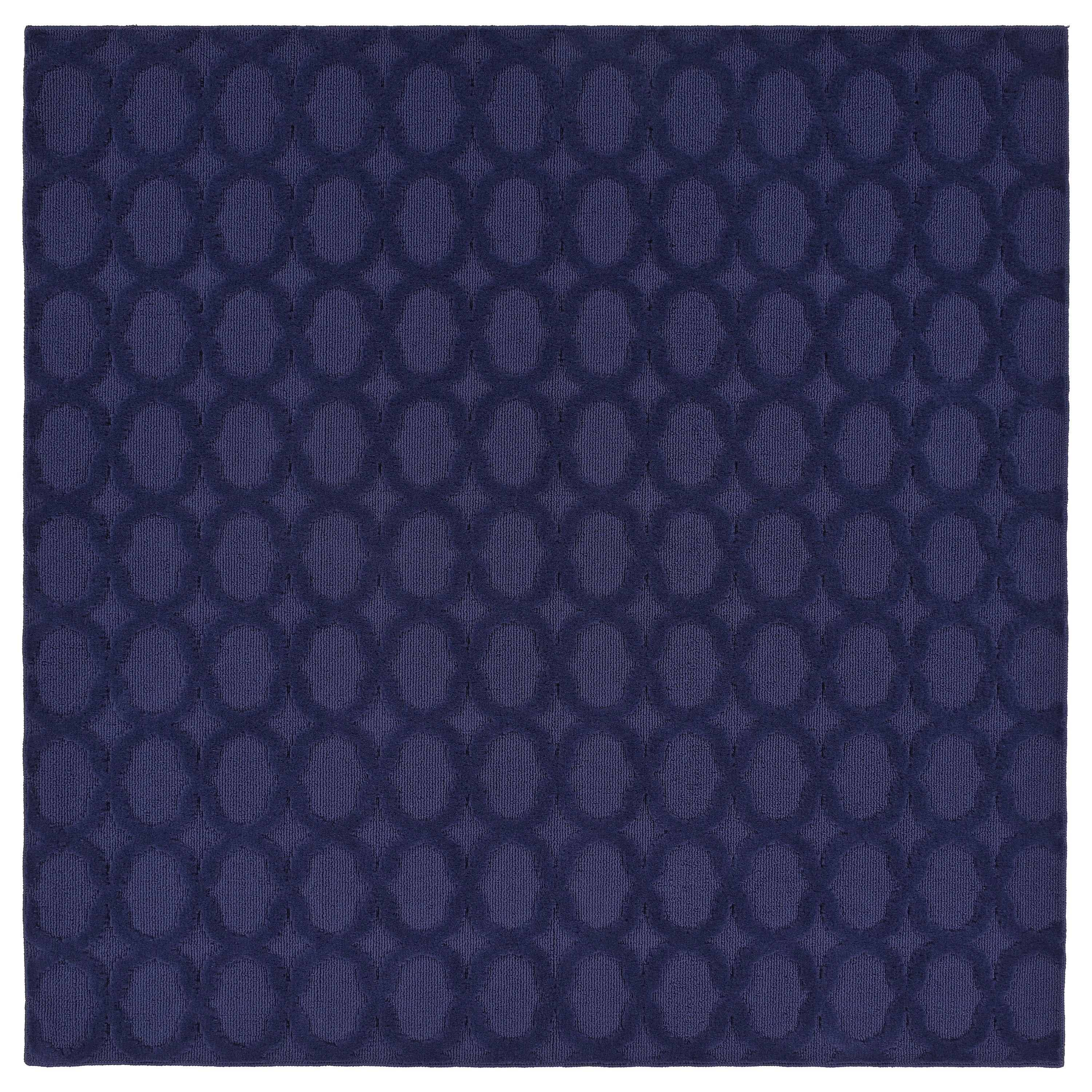 Elegant Navy Trellis 6' Square Handmade Indoor/Outdoor Rug