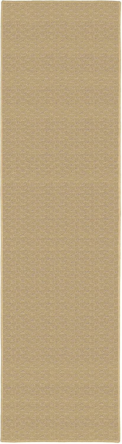 Tan Tufted Medallion Synthetic Runner Rug, 2' x 12'