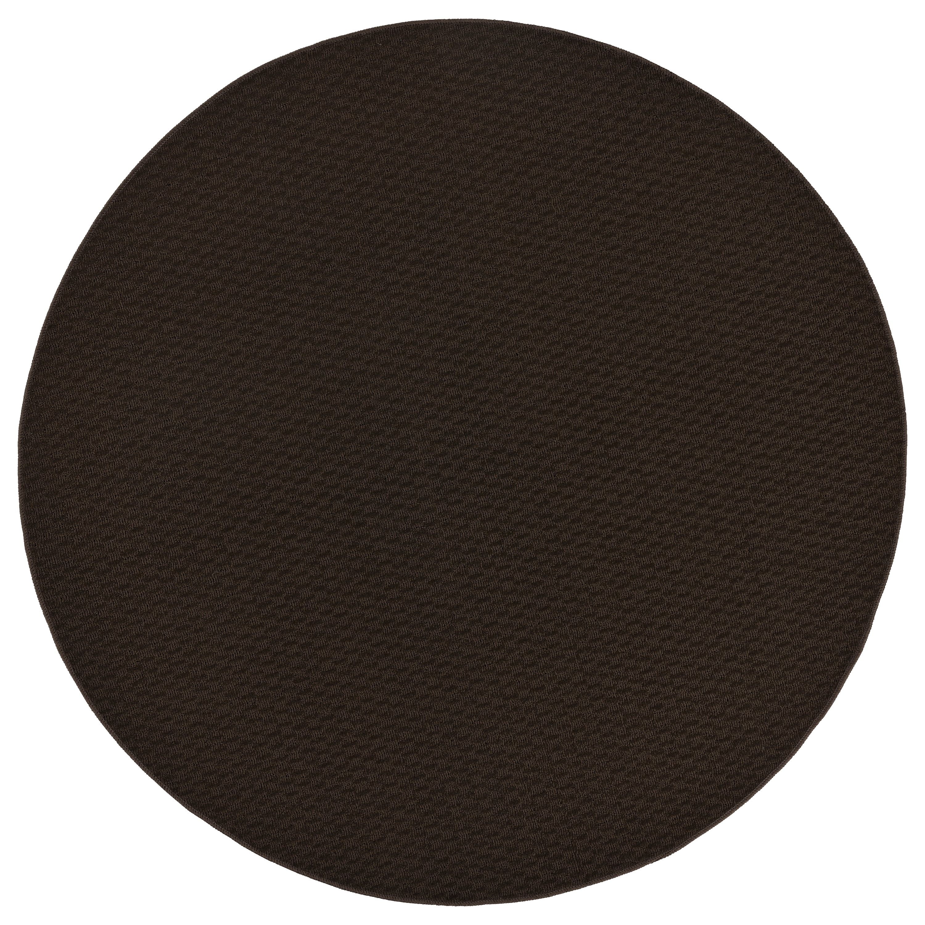 Mocha Round Tufted Medallion Synthetic Area Rug, 5' x 5'