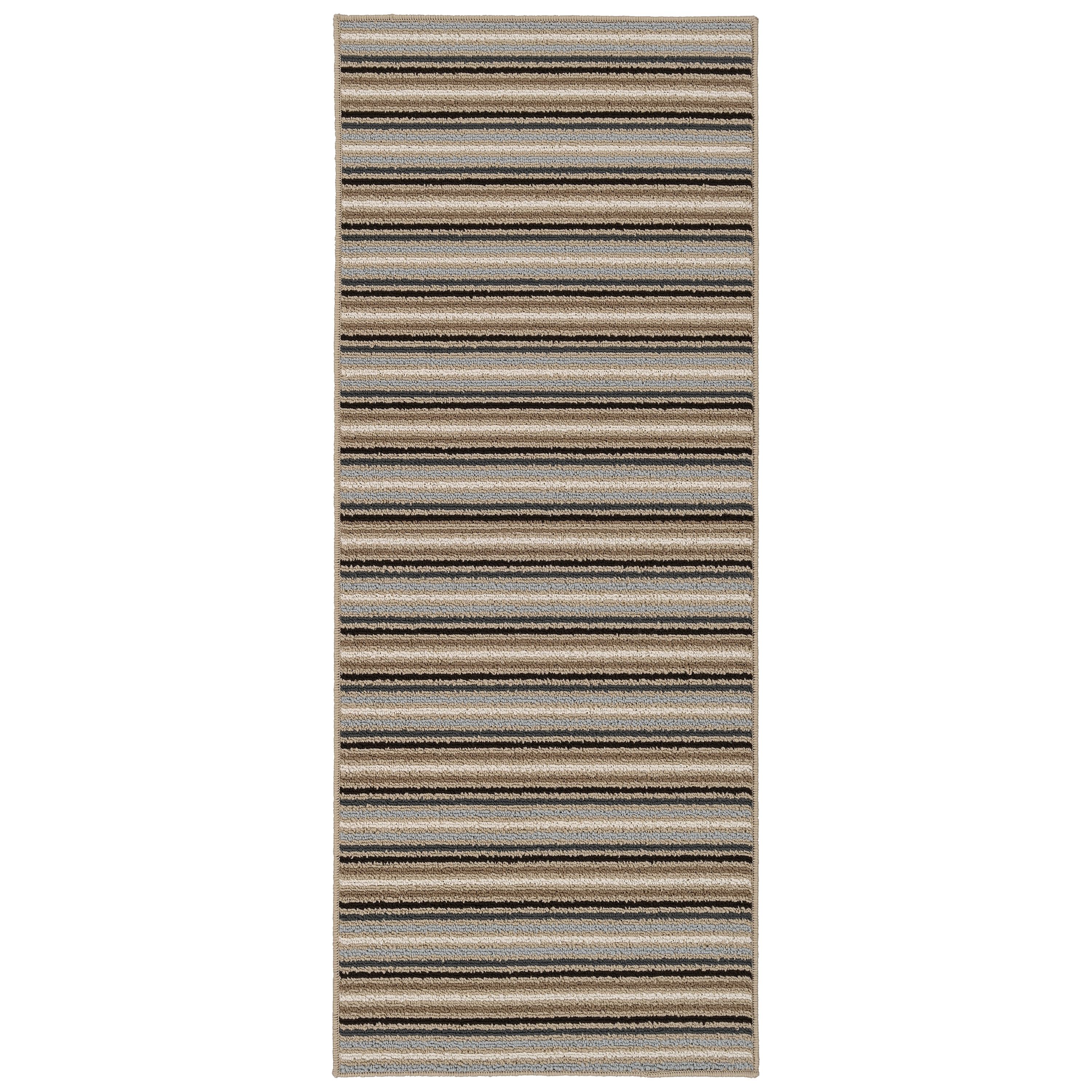 Earth Tone Striped 2' x 5' Synthetic Tufted Runner Rug