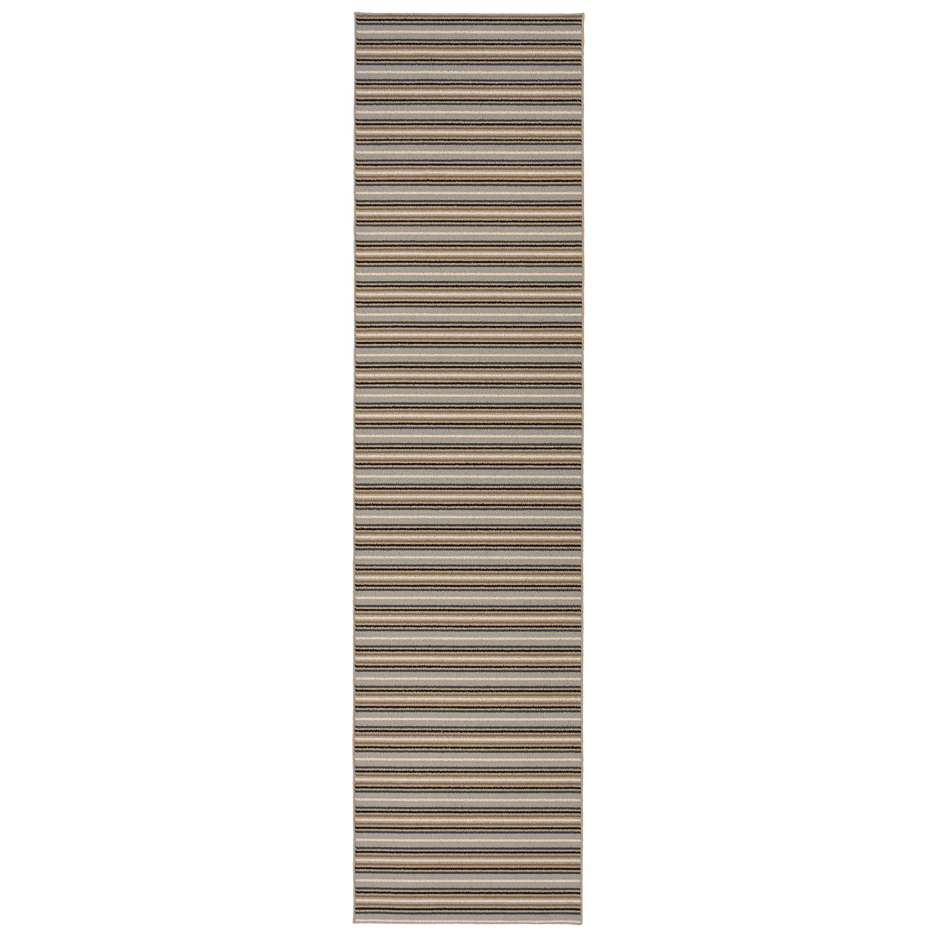 Nantucket Stripe Earth Tone 3' x 12' Tufted Runner Rug