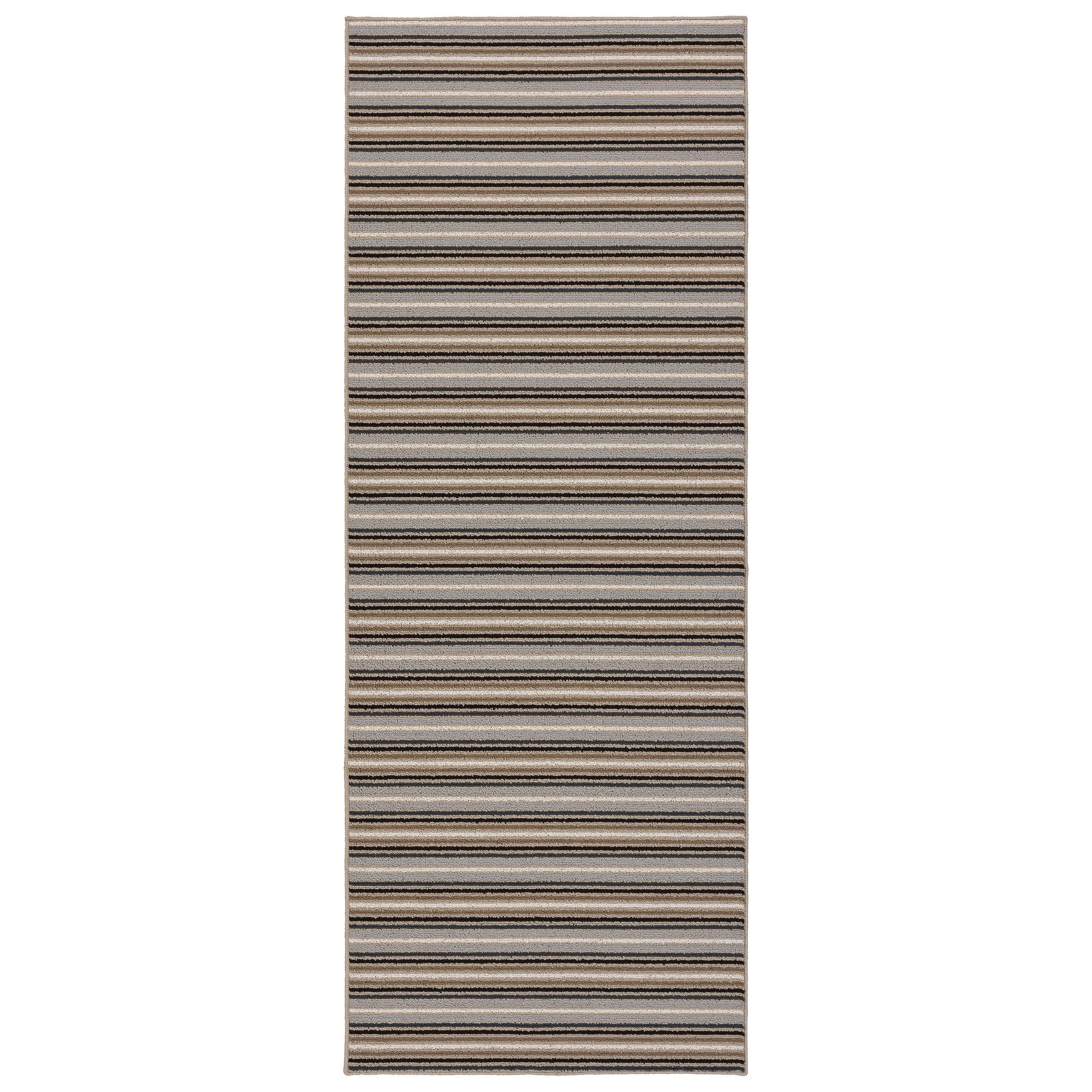 Nantucket Stripe 3x8 Earth Tone Tufted Runner Rug