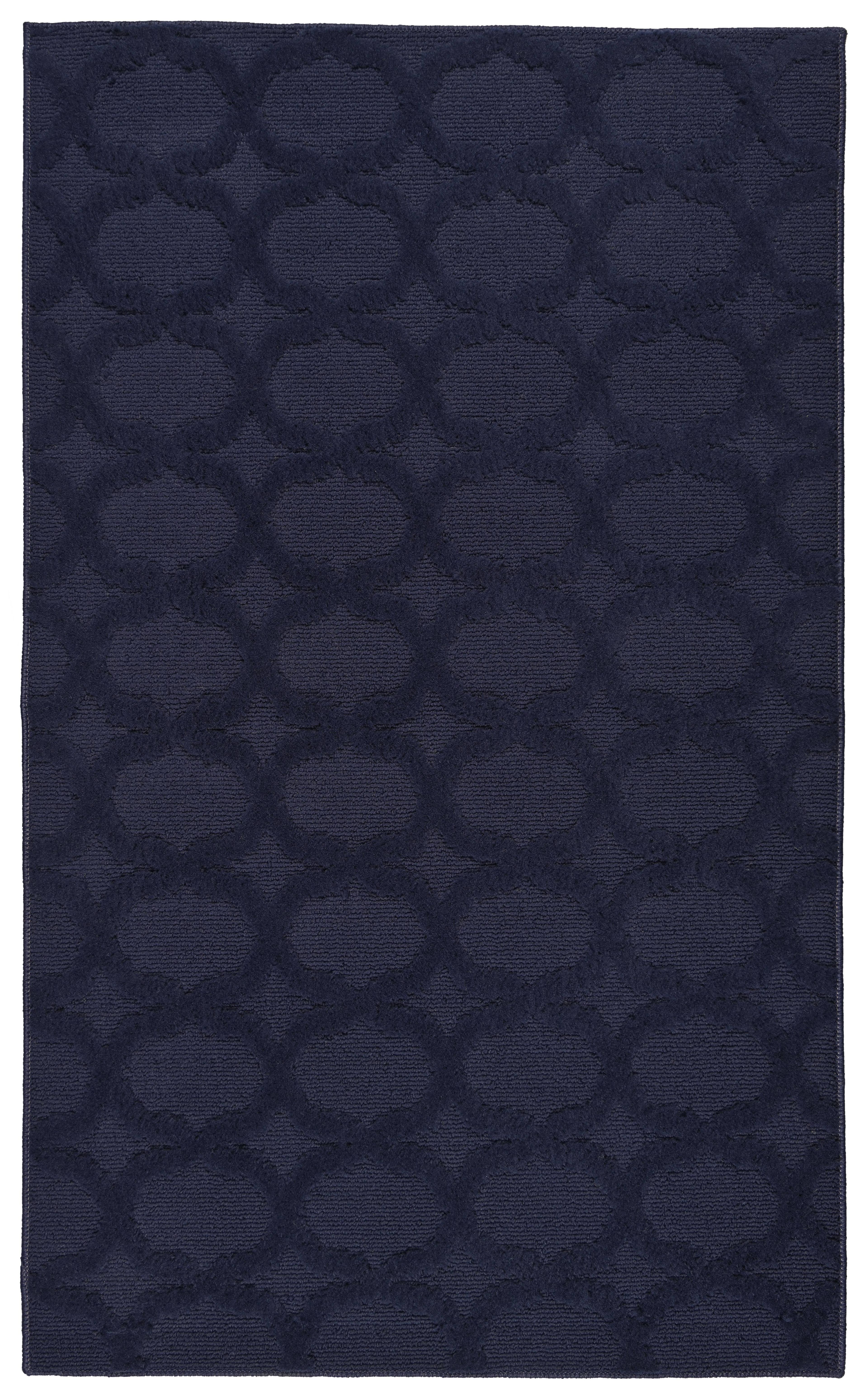 Navy Tufted Rectangular Non-slip Synthetic Area Rug 3' x 5'