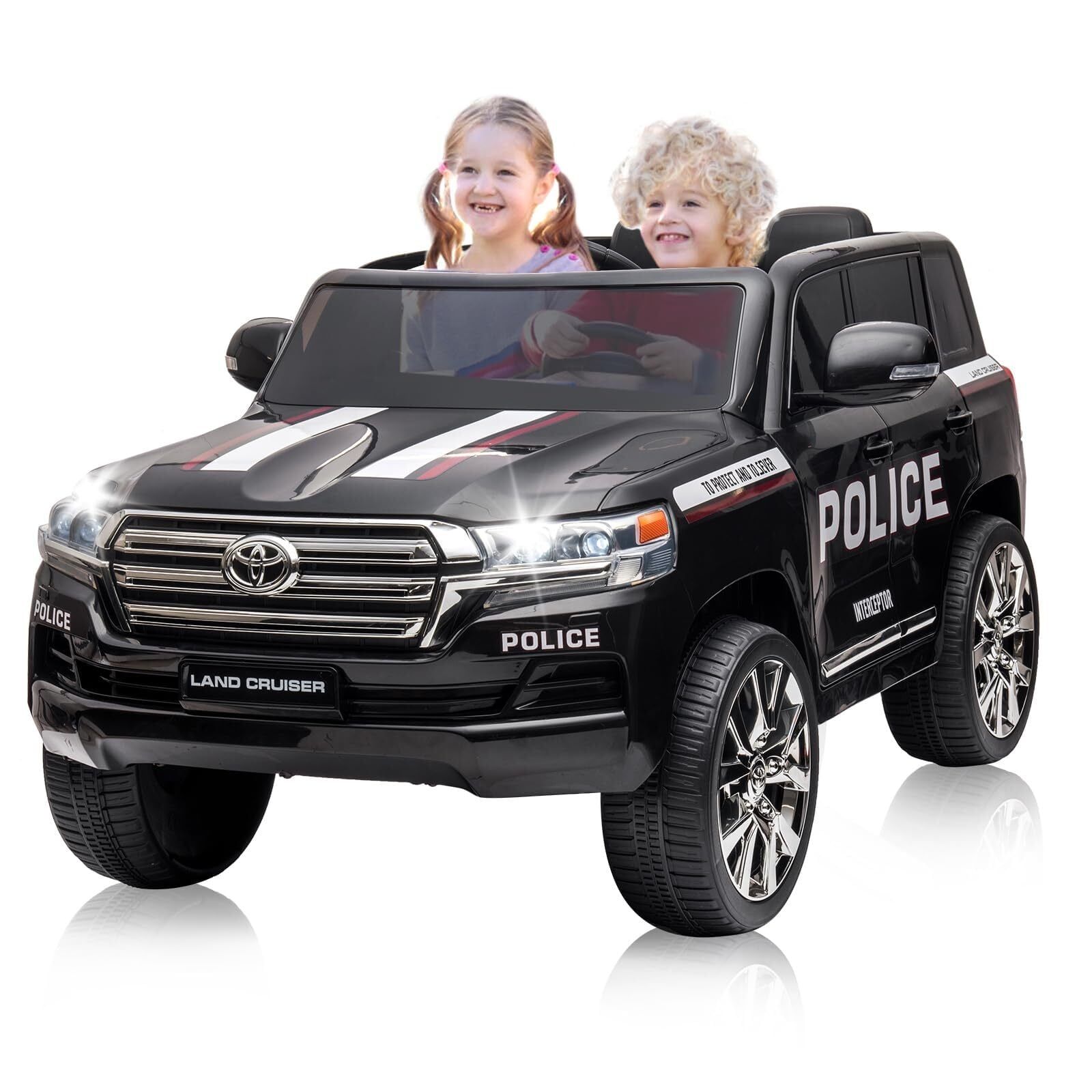 Black 12V Electric Ride-On Police SUV with Remote Control