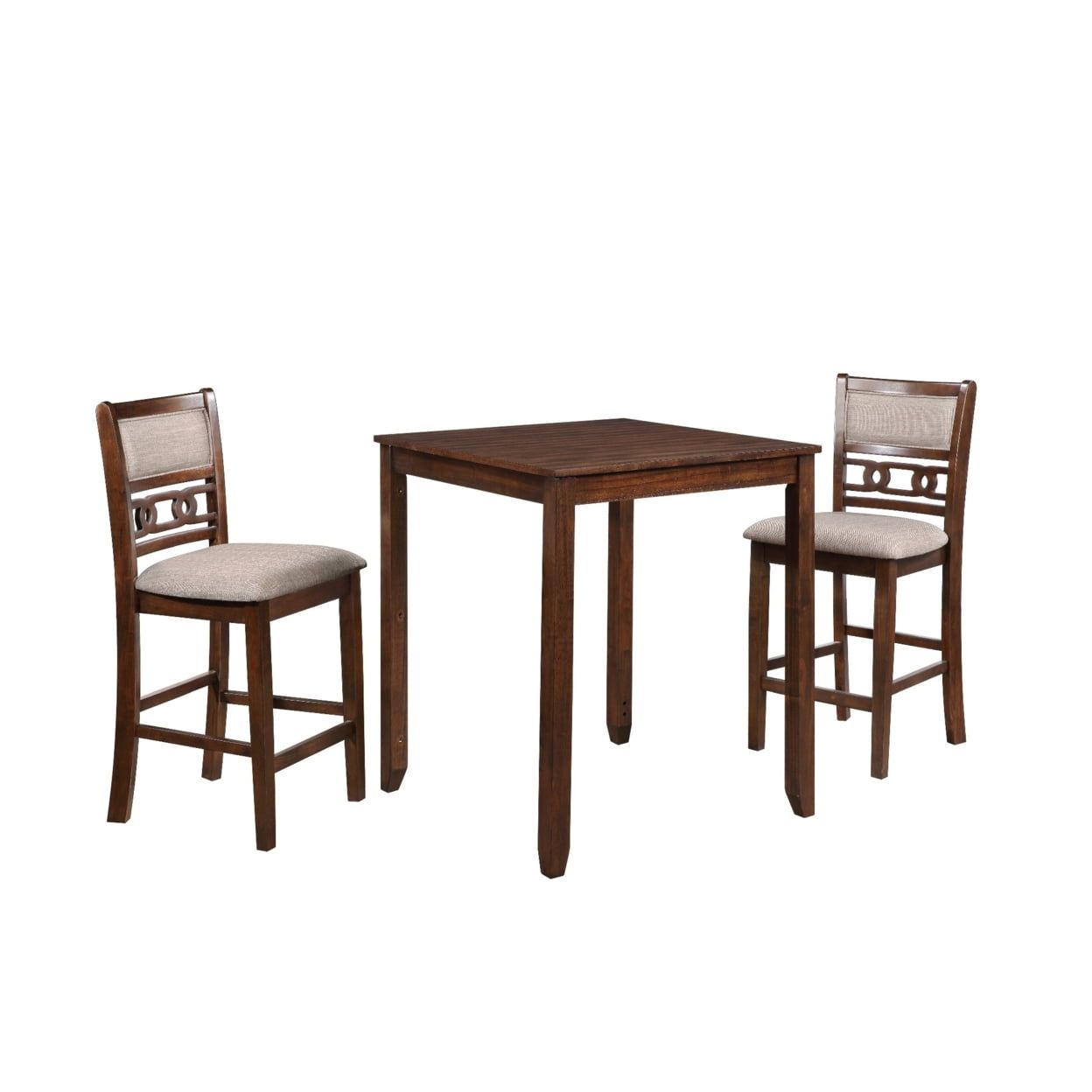 Elegant Cherry Brown Square Counter Height Table Set with Padded Chairs