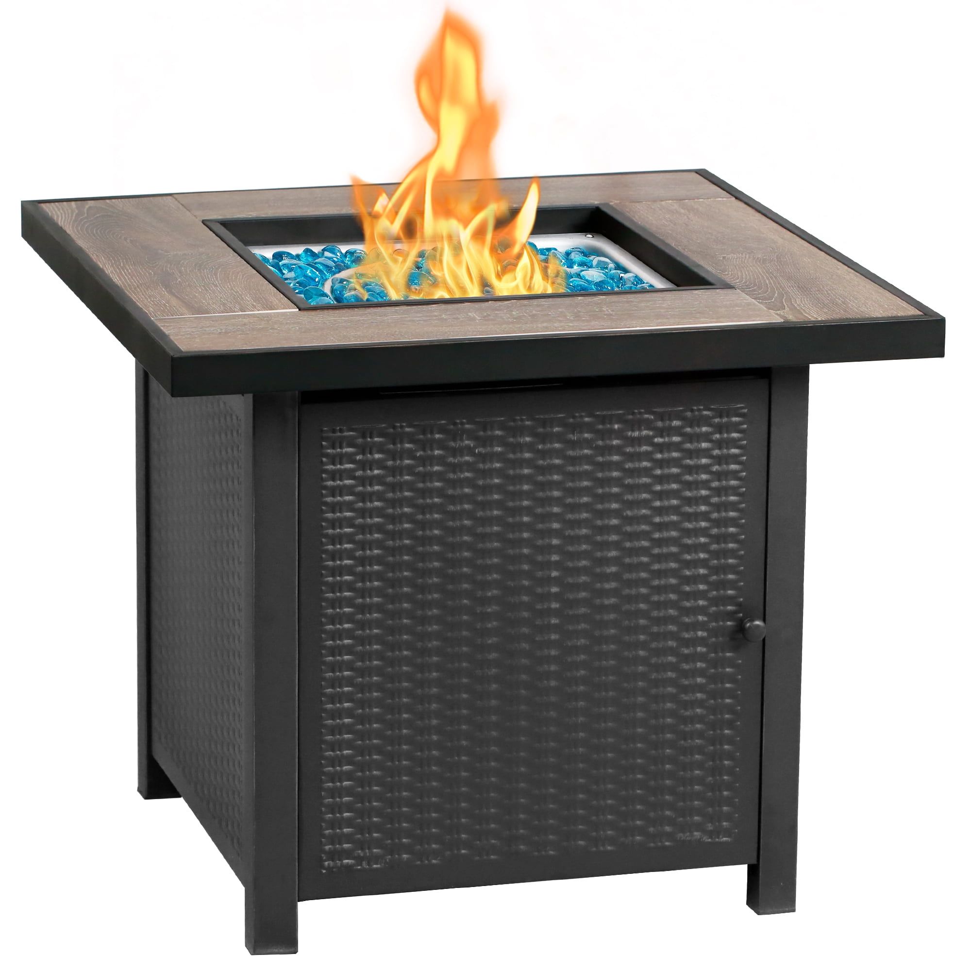 30'' Brown Steel and Ceramic Gas Fire Pit Table