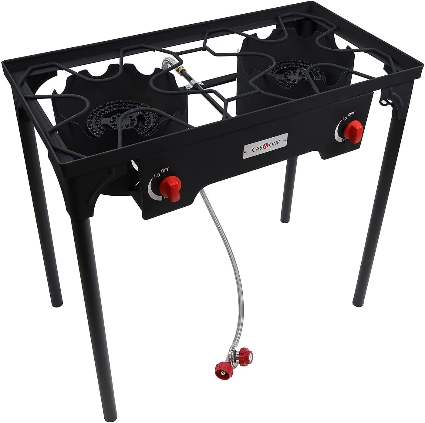 Black Steel Double Burner Outdoor Propane Stove