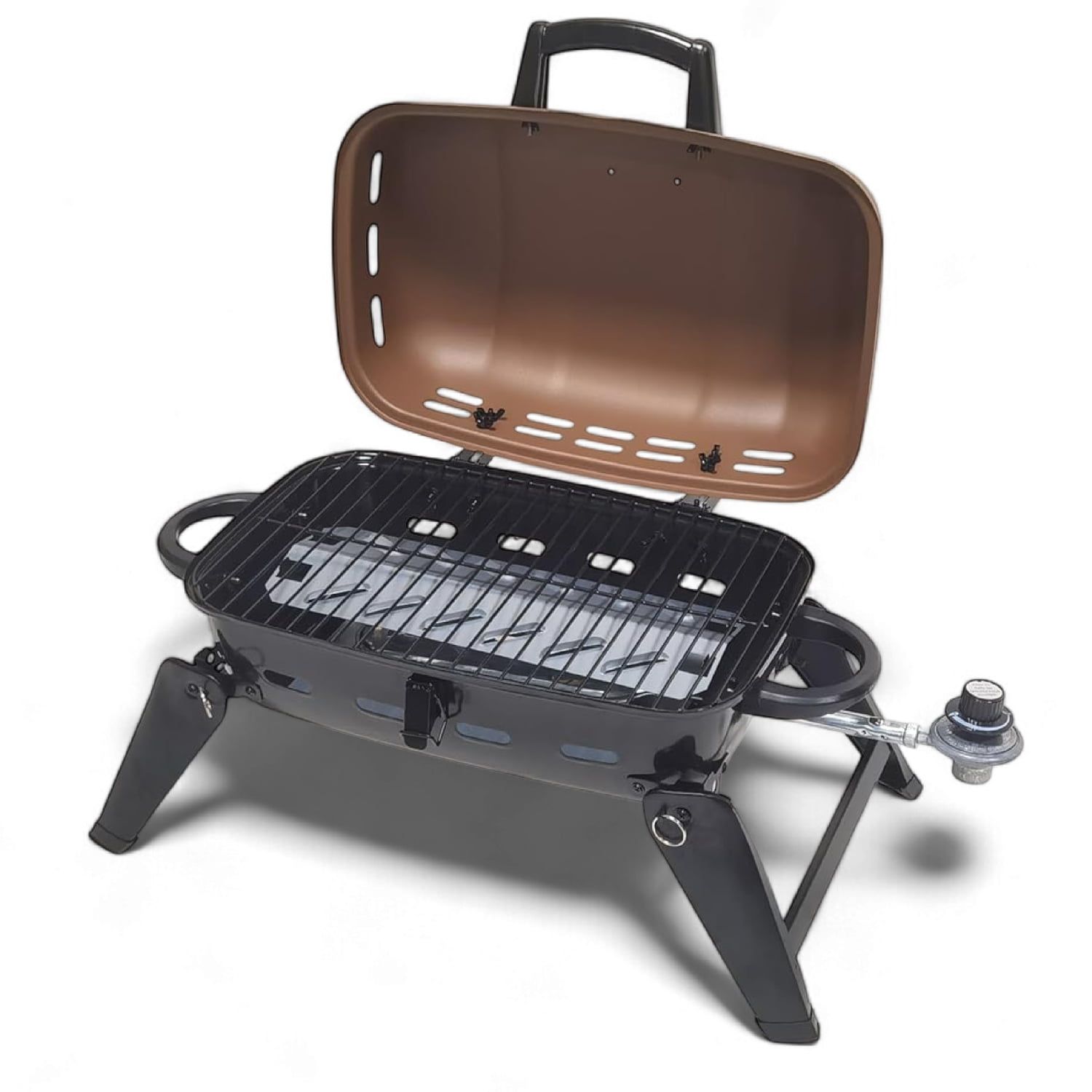 Portable Stainless Steel Tabletop Propane Gas Grill with Heat Resistant Handles