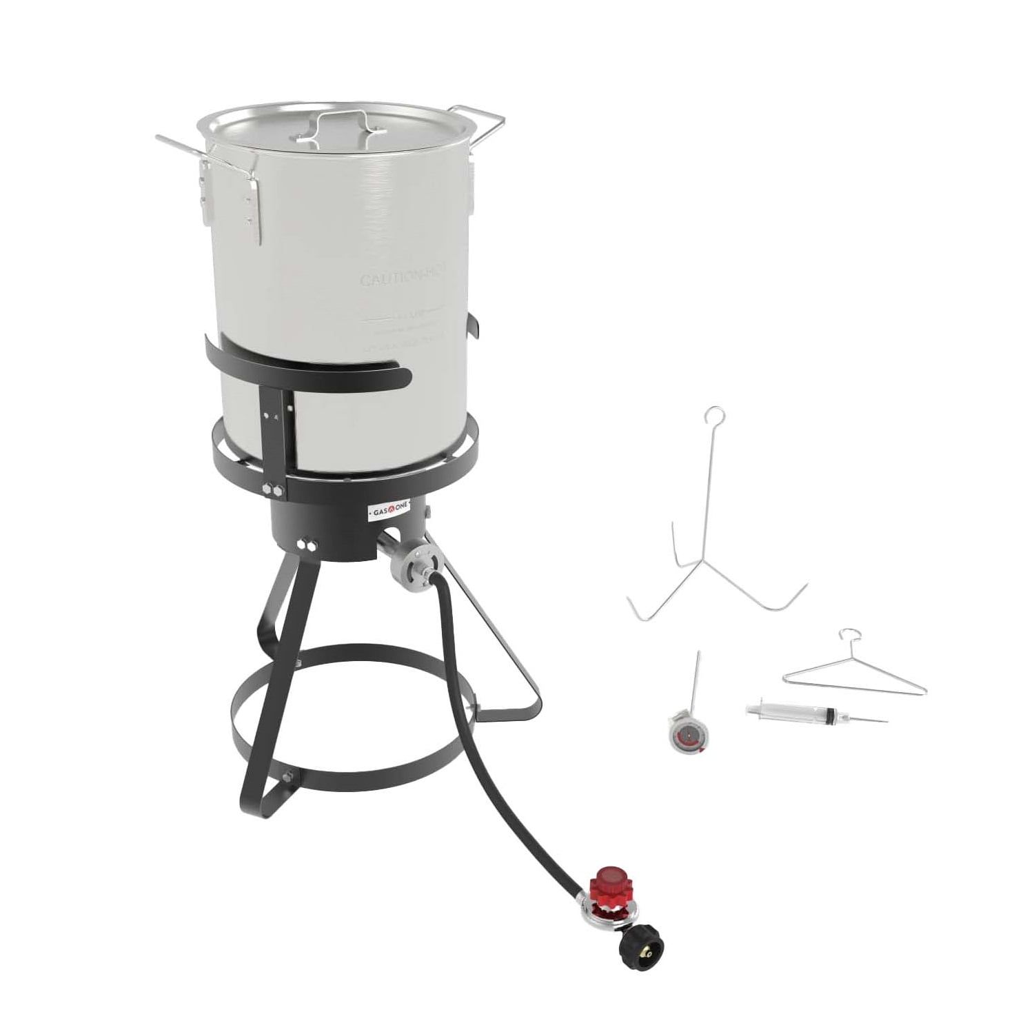 30 Quart Silver Aluminum Turkey Fryer with Cast Iron Burner