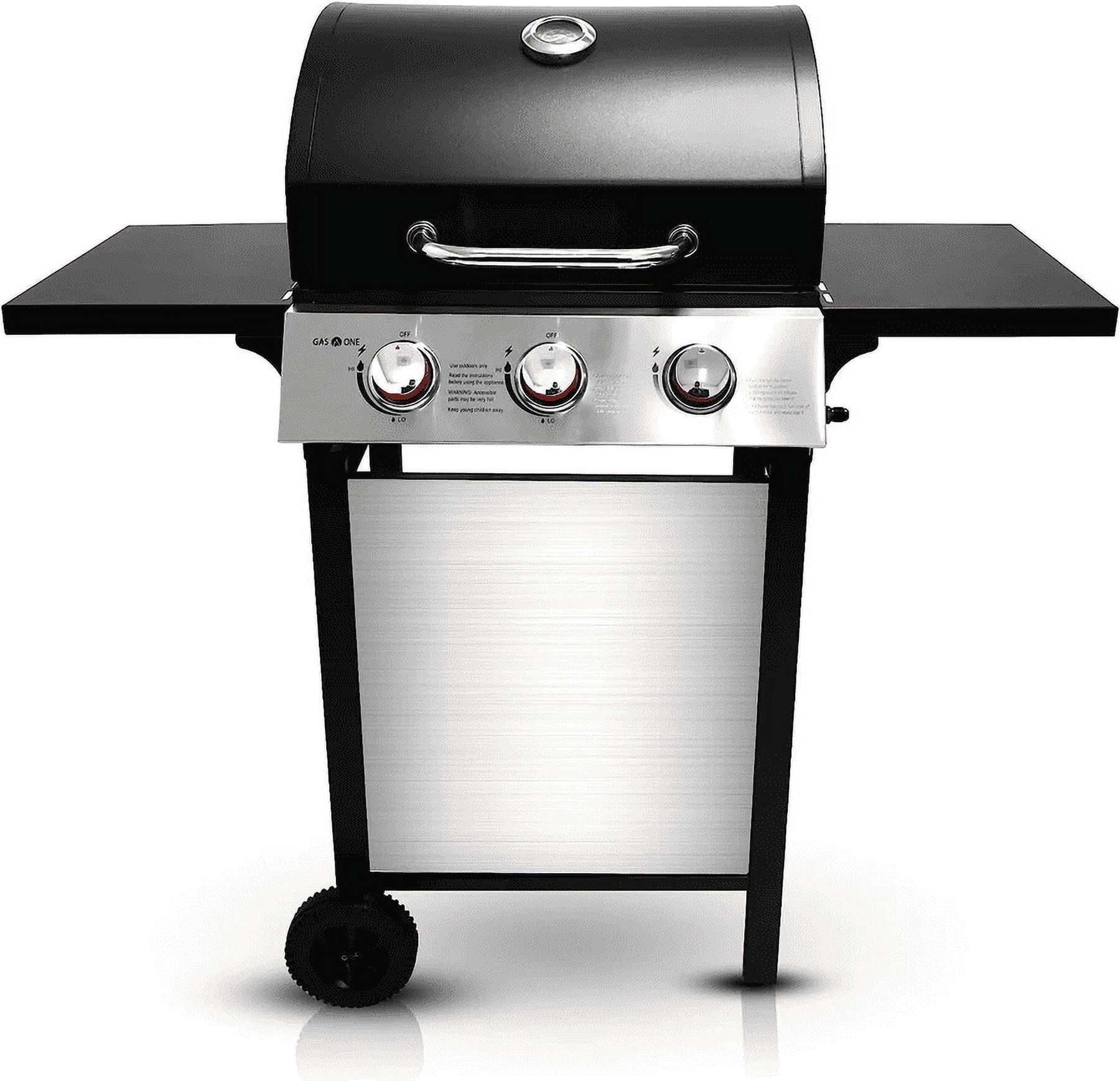 GasOne 3-Burner Black and Stainless Steel Outdoor BBQ Grill