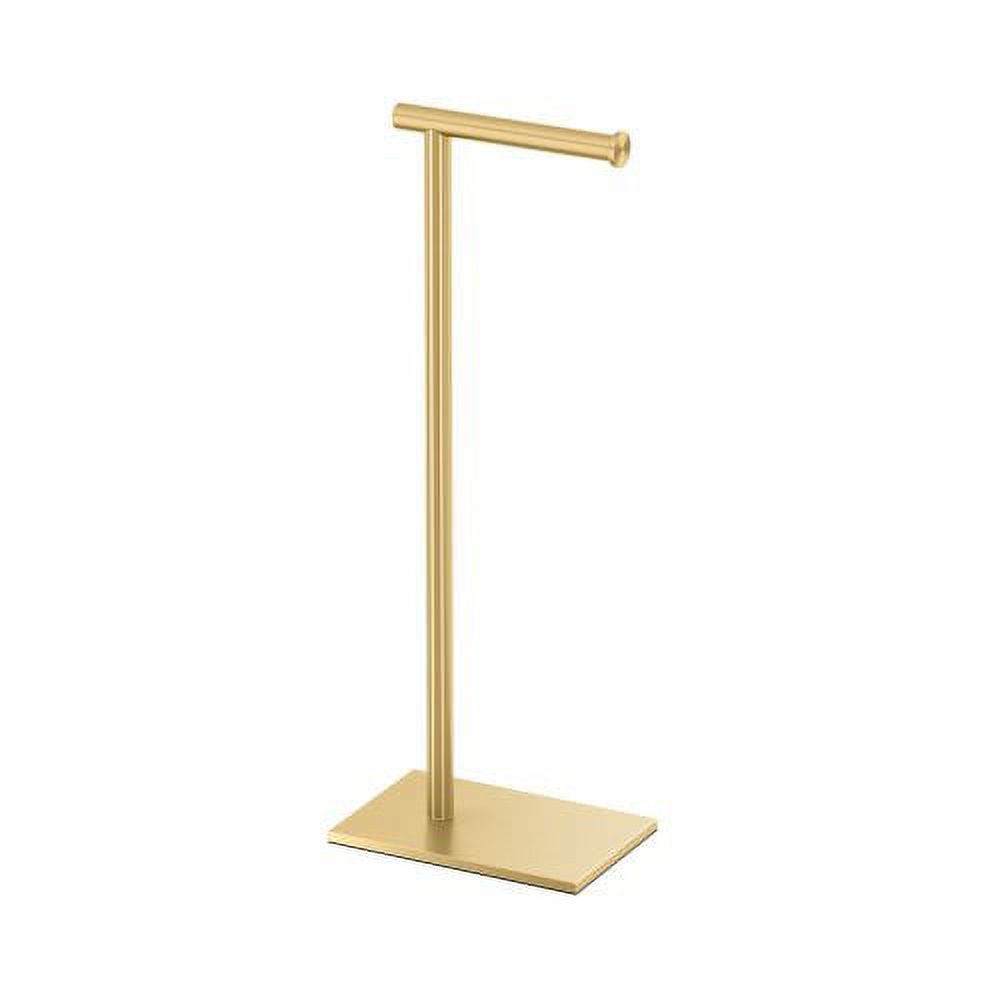 Brushed Brass Freestanding Toilet Paper Holder, 21.25" Height