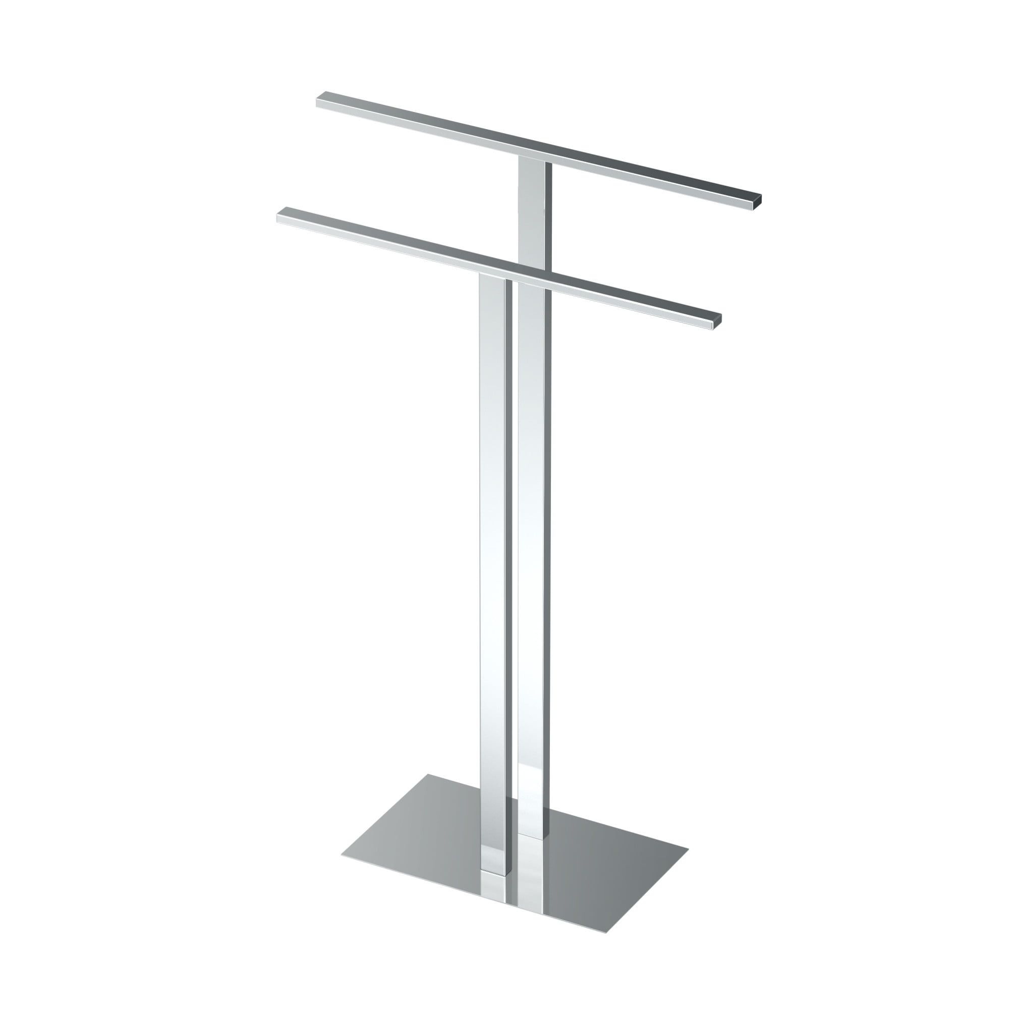 Polished Chrome Double Bar Freestanding Towel Rack