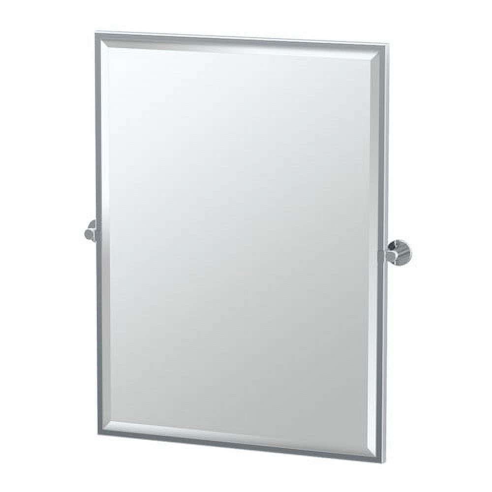 Chrome Framed Rectangular Bathroom Vanity Mirror with Metal Frame