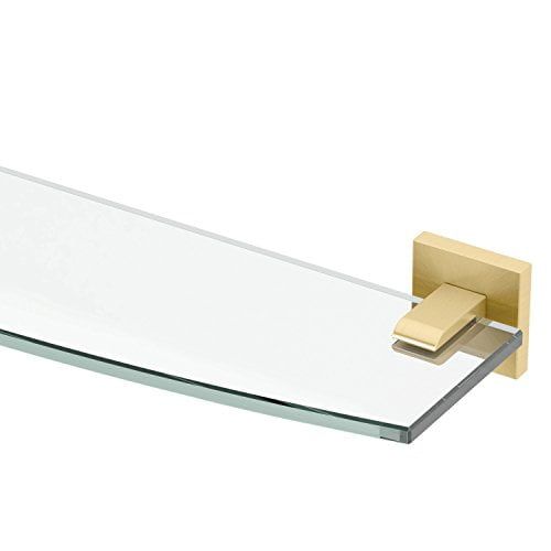 Elevate 20.13" Brushed Brass Wall Mounted Glass Shelf