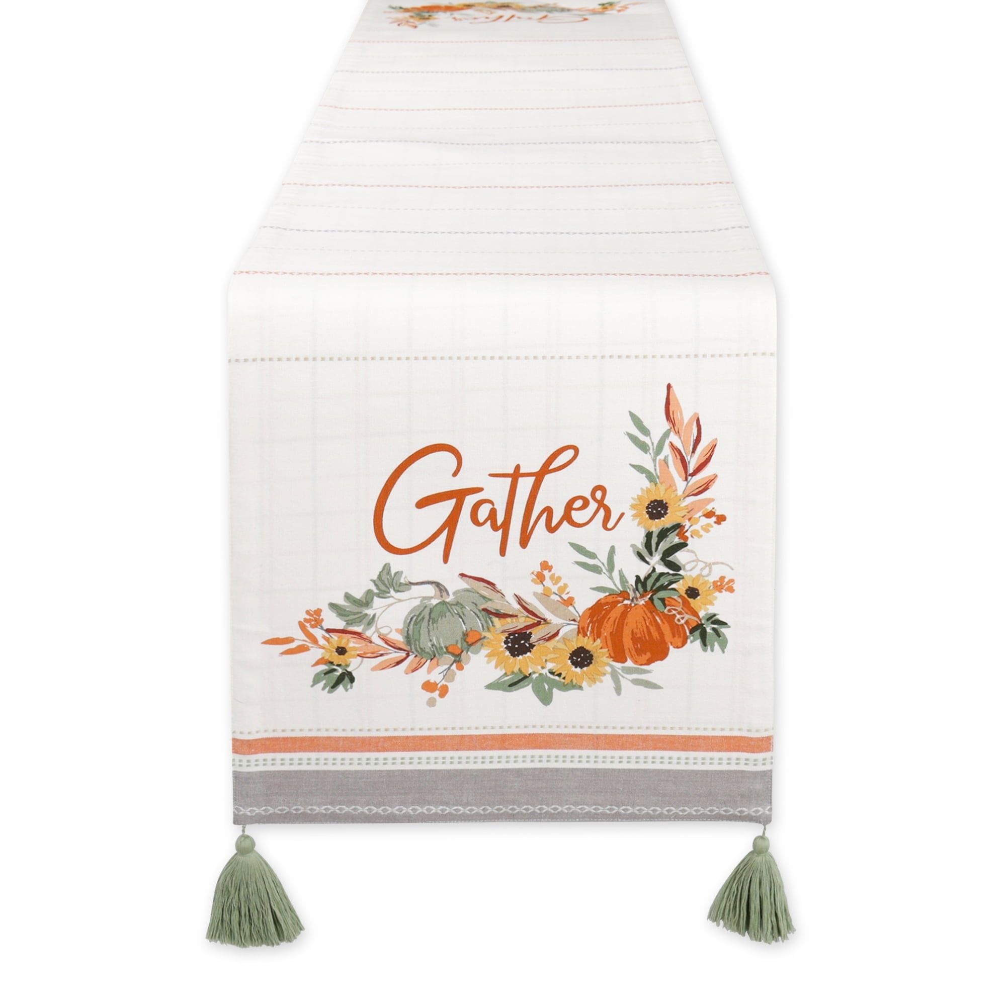 Gather Fall Squash Reversible Cotton Table Runner 14x72