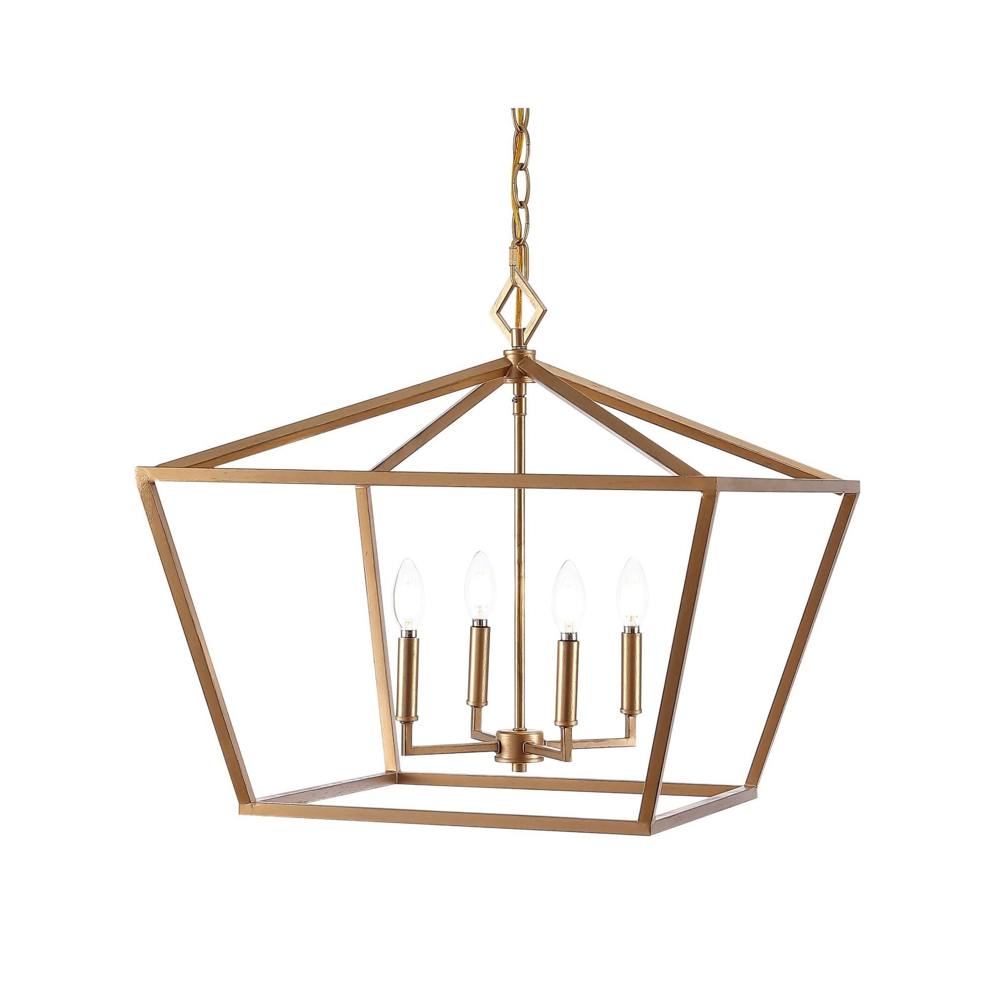 Gatsby 4-Light Polished Gold Iron Adjustable LED Lantern Pendant