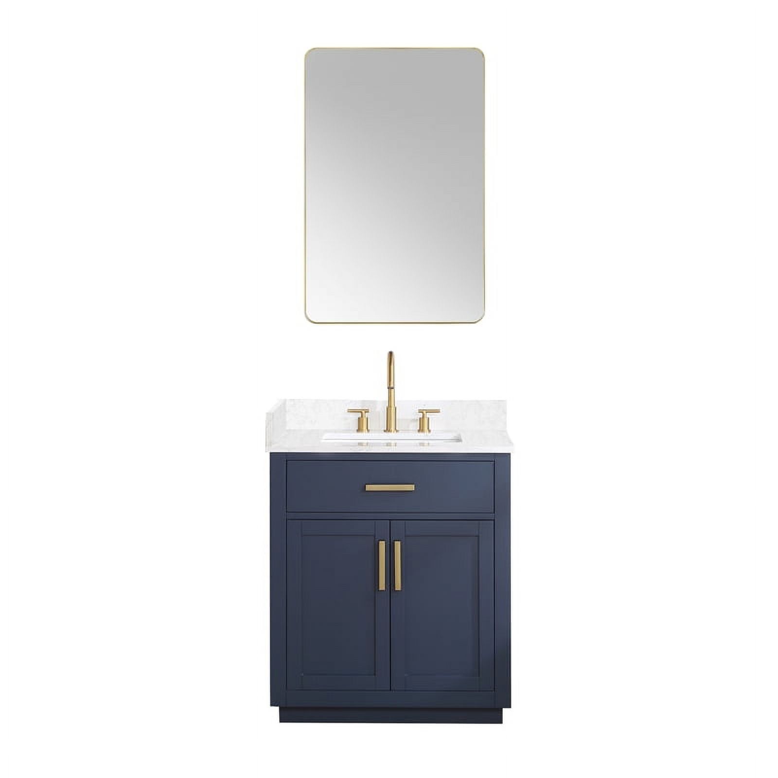 Gavino 30" Royal Blue Wood Vanity with Stone Top and Mirror