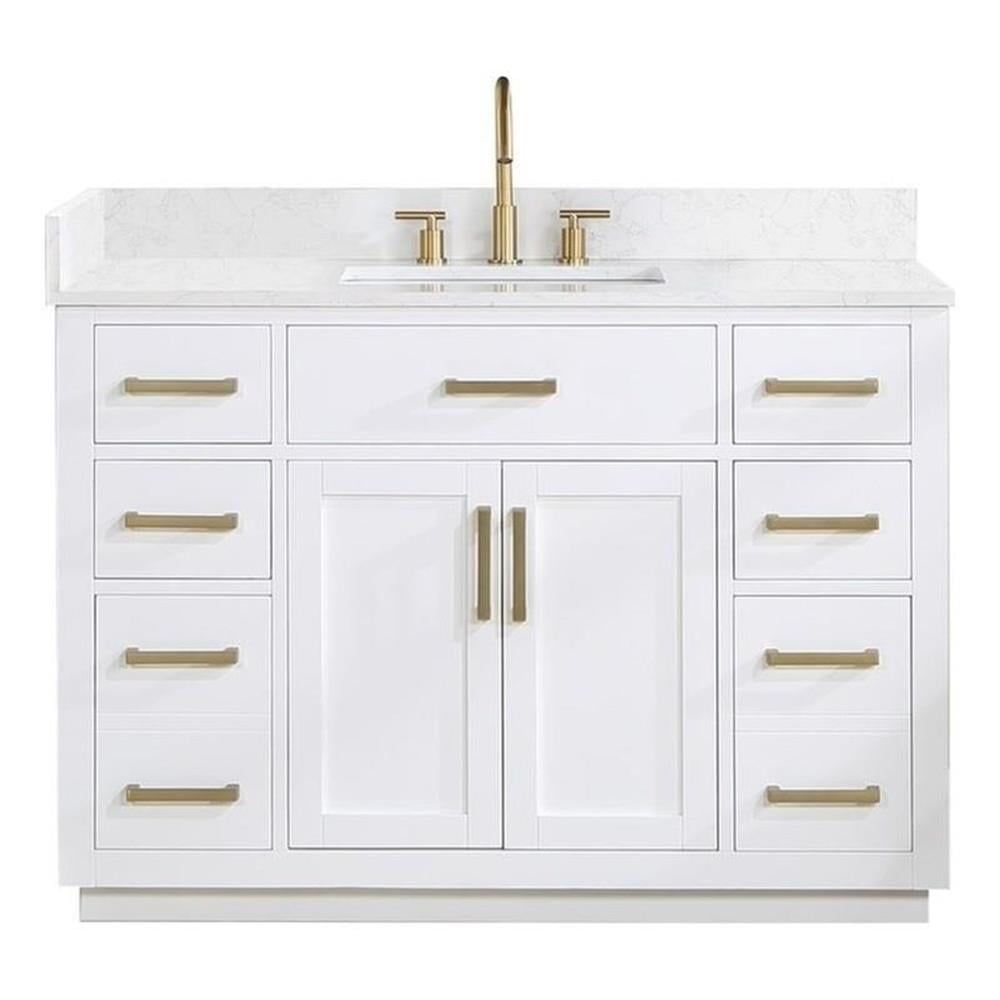 Gavino 48" White Wood Vanity with Composite Stone Top