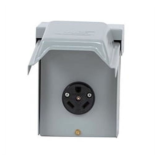 Gray 30 Amp Outdoor Power Outlet with Rainproof Enclosure