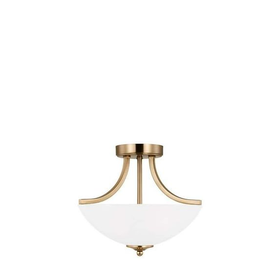 Satin Brass and Glass 3-Light Semi-Flush Pendant