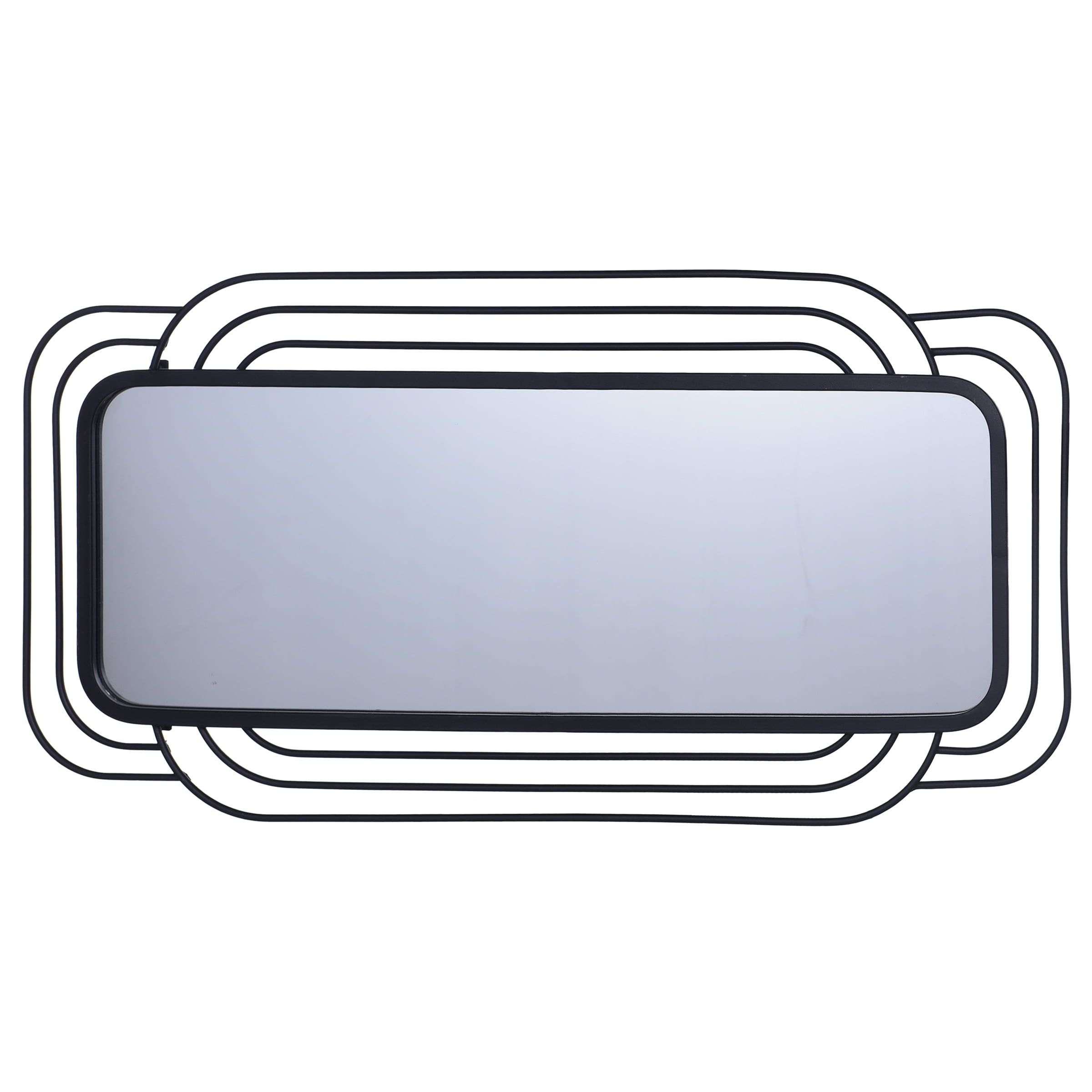 Gemma 36.5'' Matte Black Mid-Century Modern Rectangular Wall Mirror