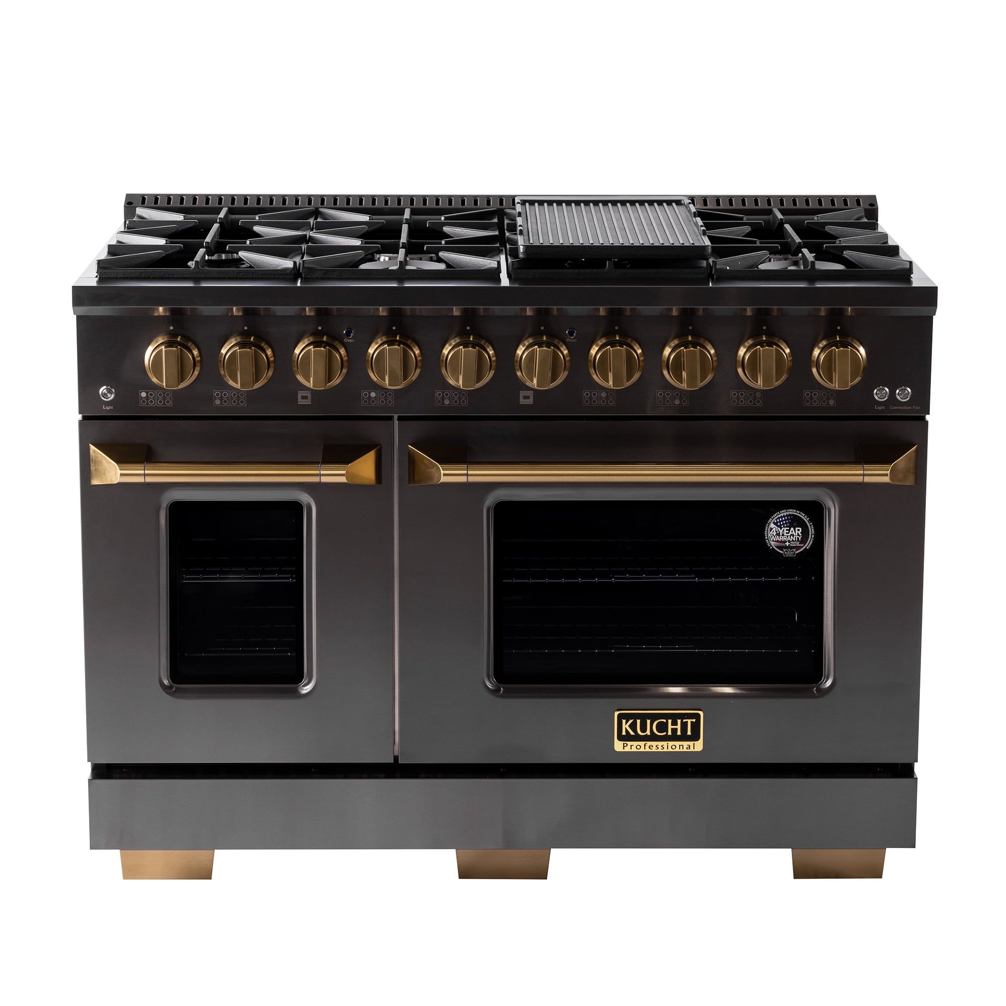 Gemstone 48-in Titanium Stainless Steel Gas Range with Gold Accents