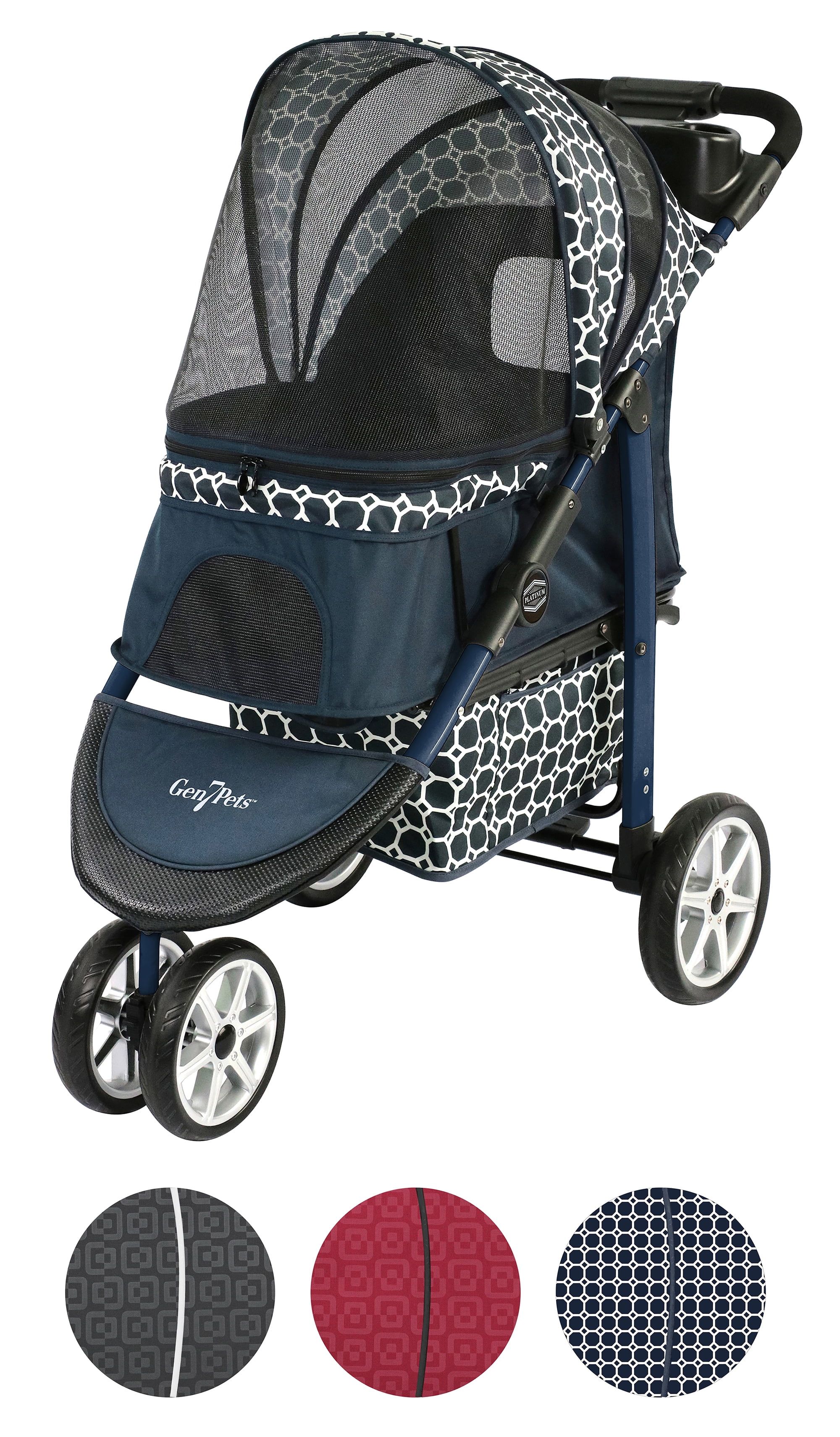 Monaco Blue Aluminum Pet Stroller with Mesh Canopy