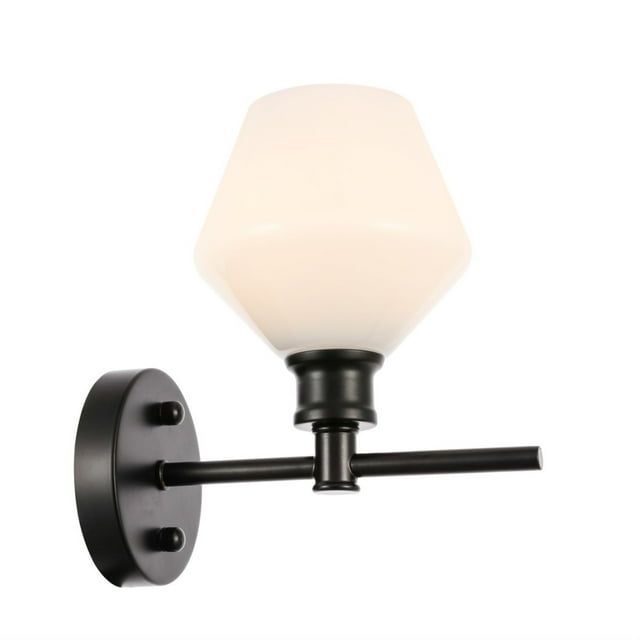 Gene Black and Frosted White Glass Dimmable Wall Sconce