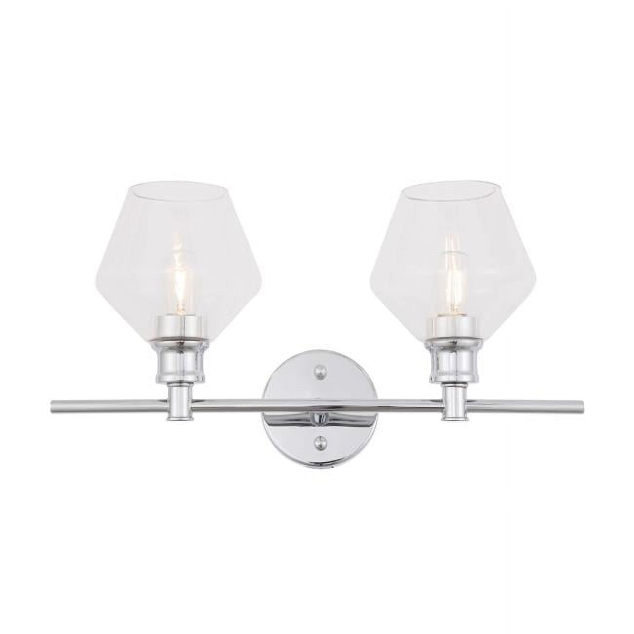 Gene 2-Light Chrome Wall Sconce with Clear Glass Shades