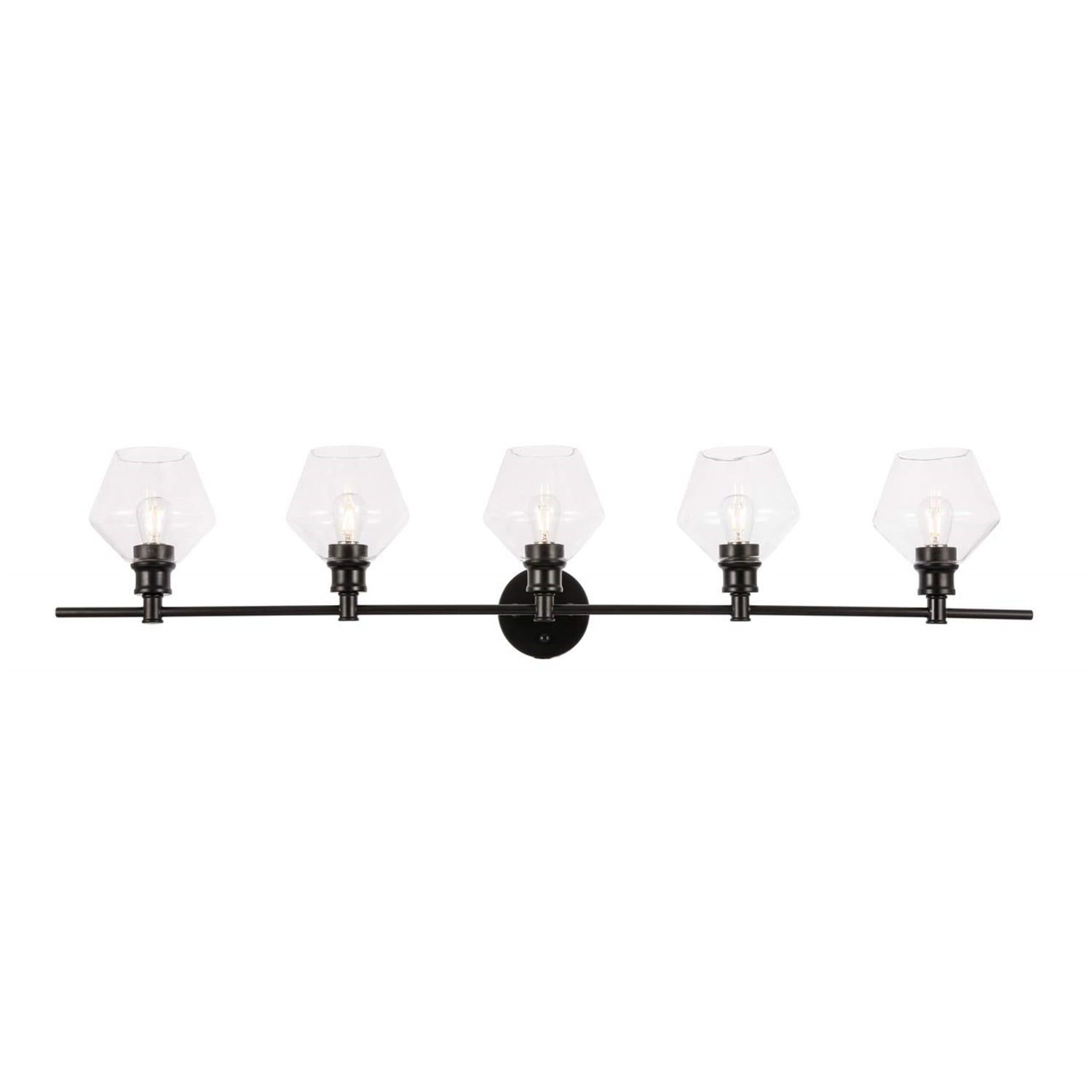 Gene 5-Light Black and Clear Glass Wall Sconce