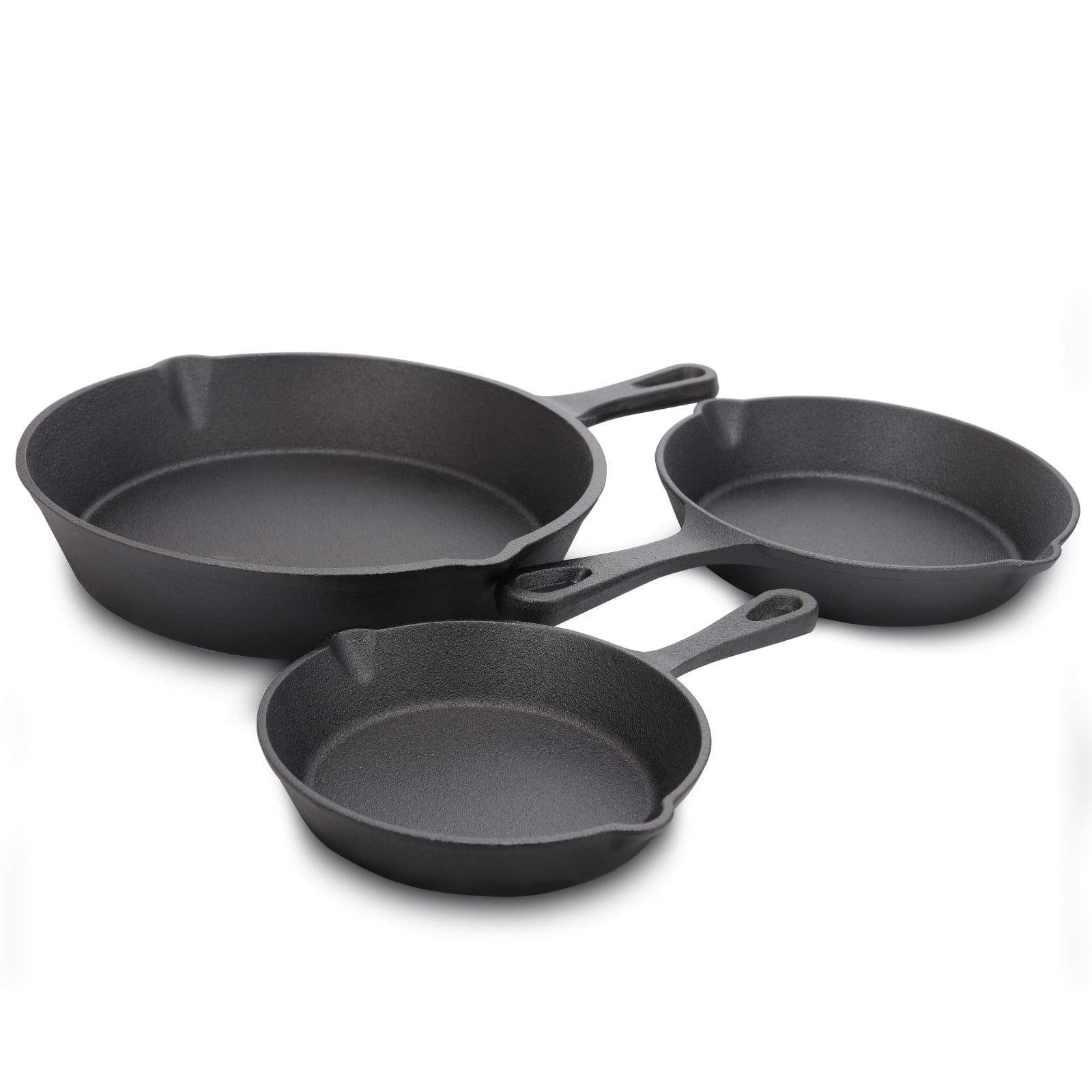 General Store 3-Piece Preseasoned Black Cast Iron Skillet Set