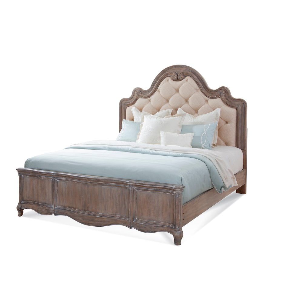 Genoa Antique Gray Tufted Upholstered Queen Bed