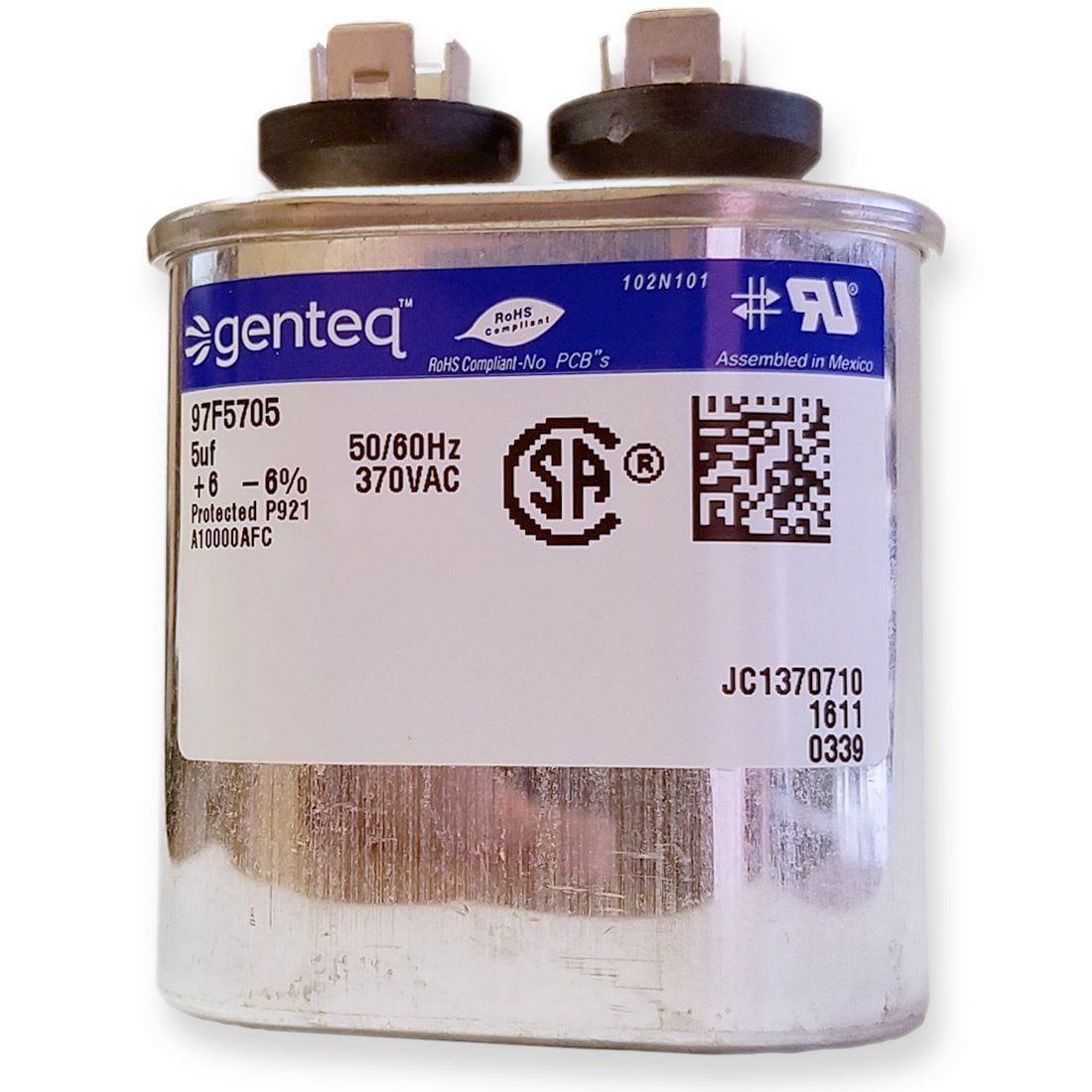 Genteq Oval 5 Microfarad 370 Volt Capacitor