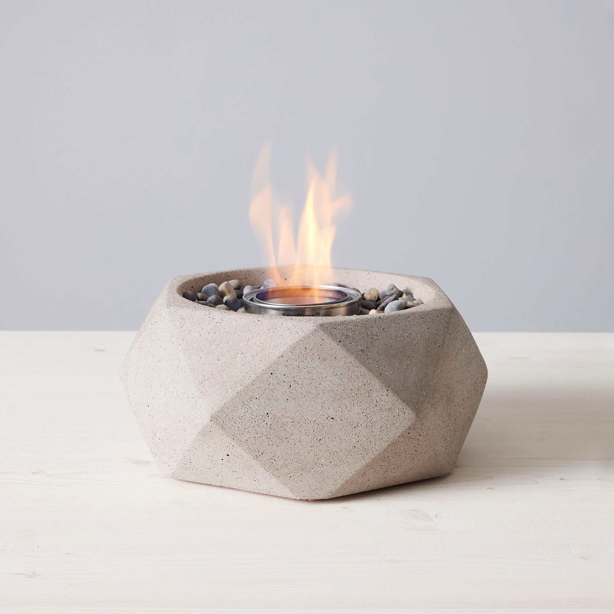 Sand Geo Tabletop Gel Fire Bowl with Cork Base